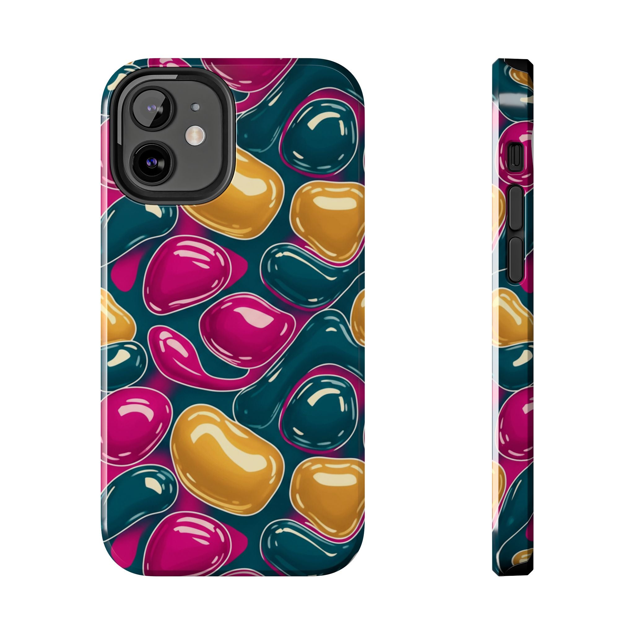 Abstract Colorful Blob Phone Case — Bold Teal, Magenta & Gold Protective Cover