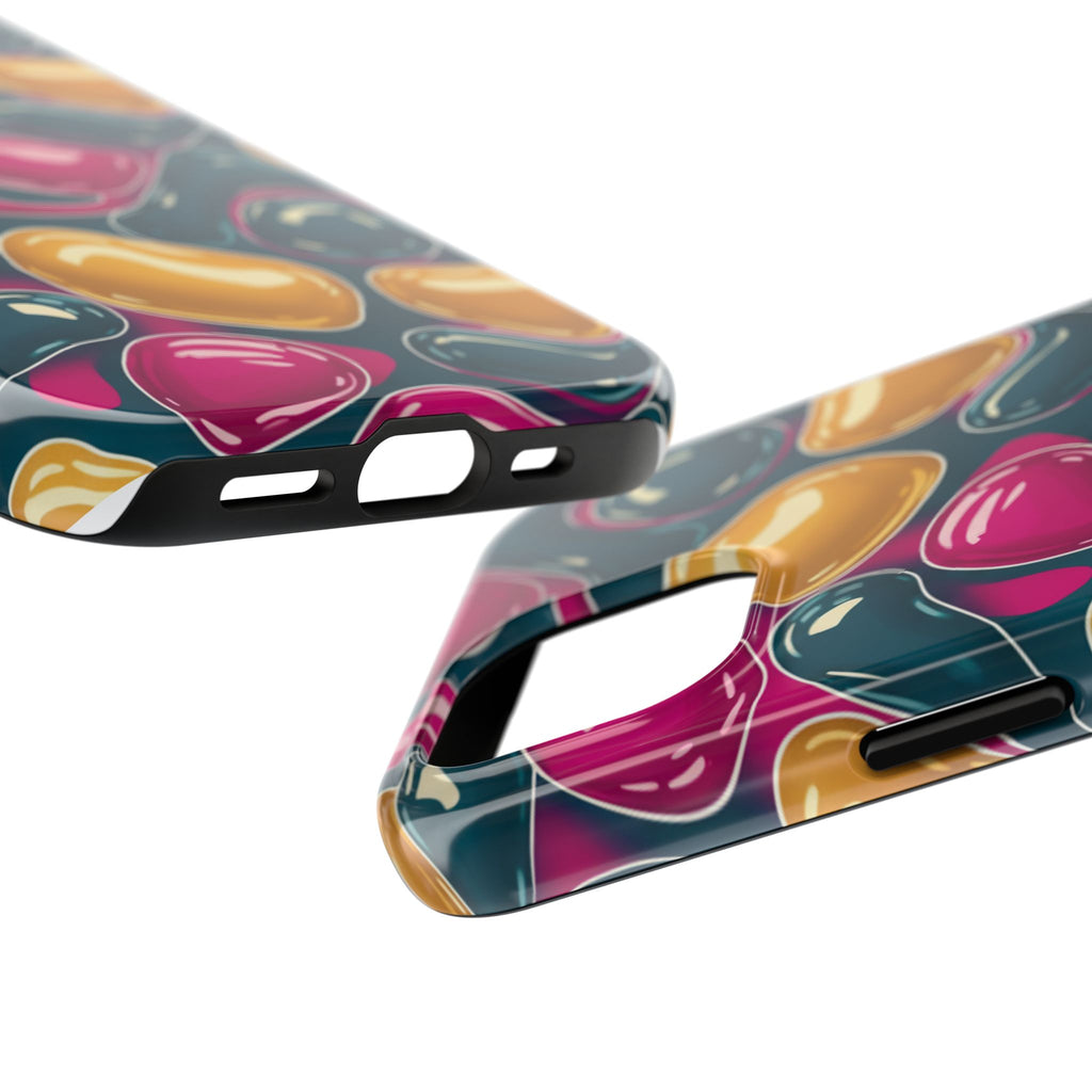 Abstract Colorful Blob Phone Case — Bold Teal, Magenta & Gold Protective Cover