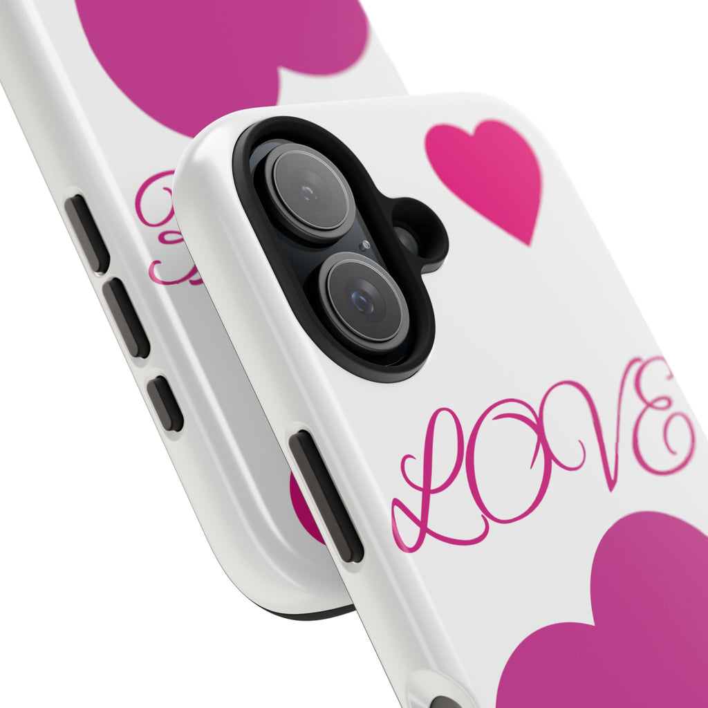 Love Heart Tough Phone Case — Pink Hearts Protective Phone Cover