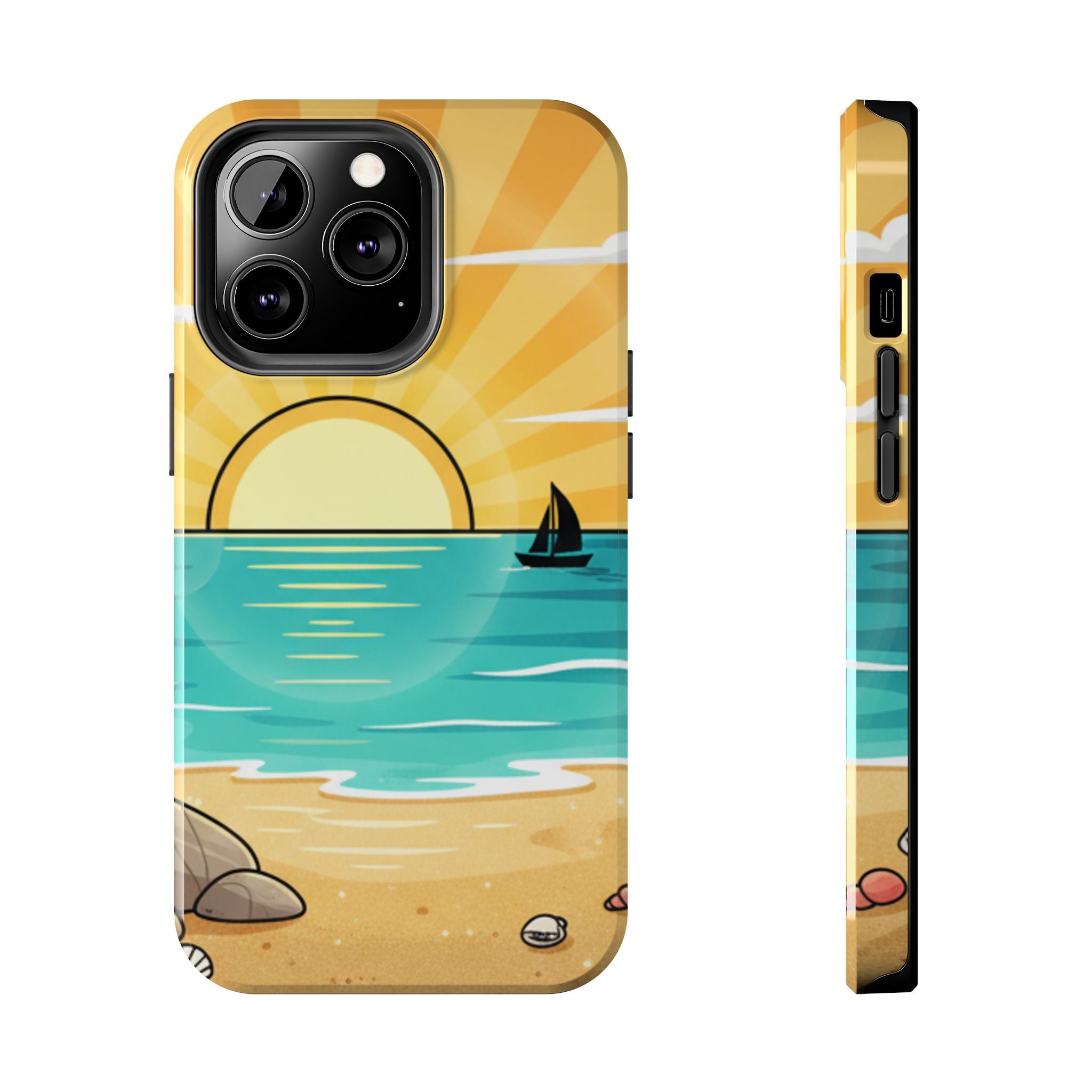 Tough Phone Case — Sunset Beach Sailboat Design