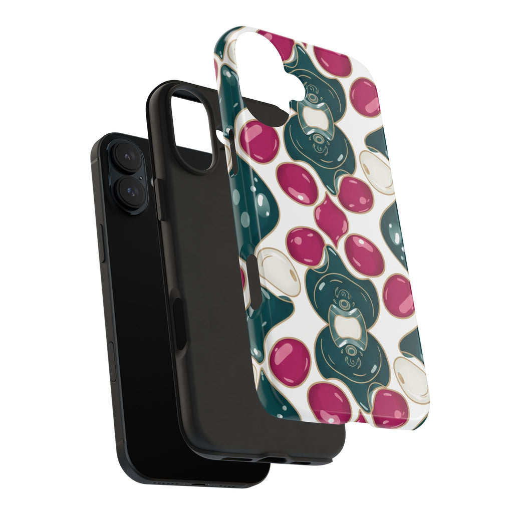 Floral Jewel Pattern Tough Phone Case — Teal & Fuchsia Protective Cover