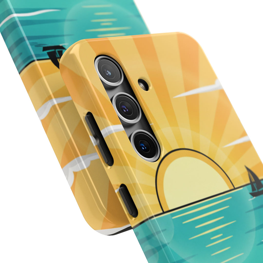 Tough Phone Case — Sunset Beach Sailboat Design