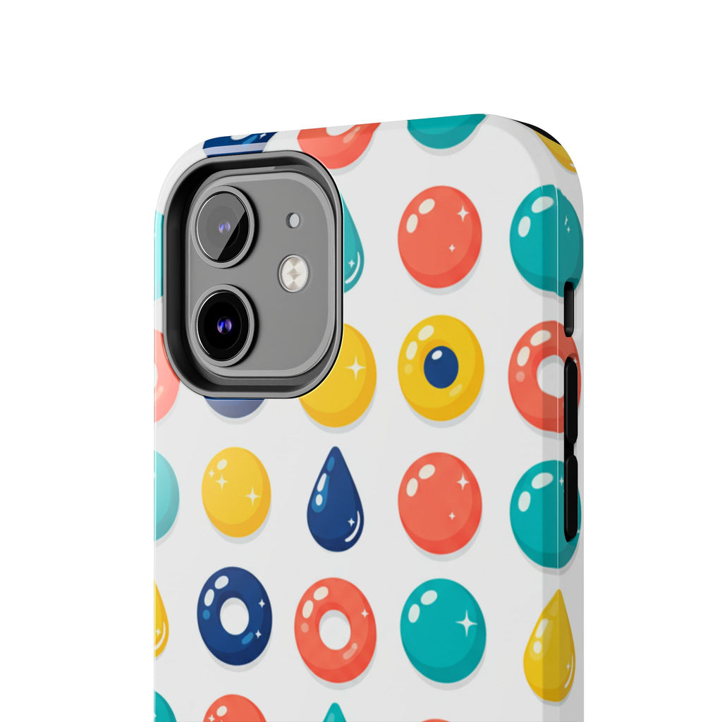 Colorful Candy Dot Tough Phone Case — Bright Retro Polka Drop Design