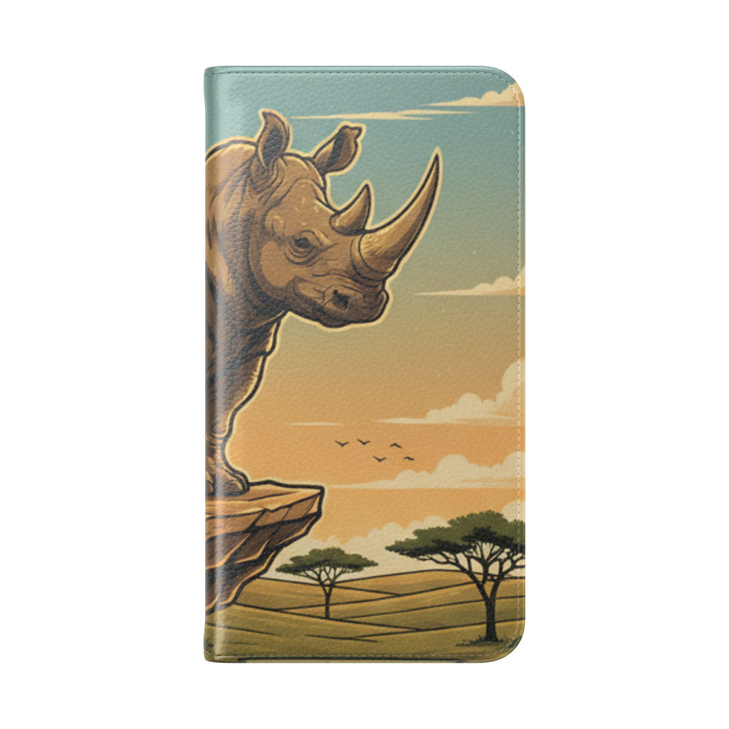 Rhino Sunset Flip Phone Case – Safari Wildlife Wallet Case