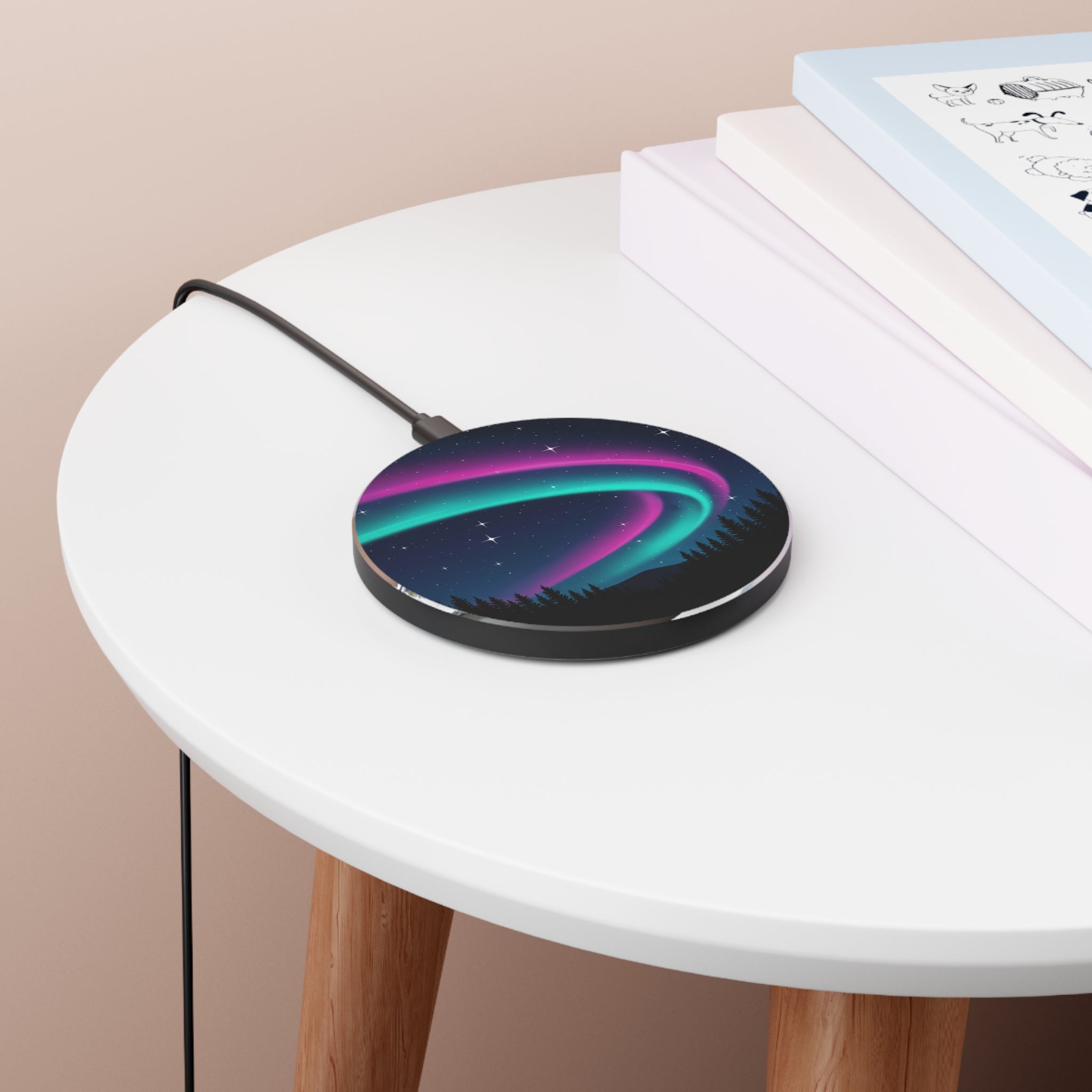 Aurora Night Wireless Charger — Northern Lights Qi Charging Pad