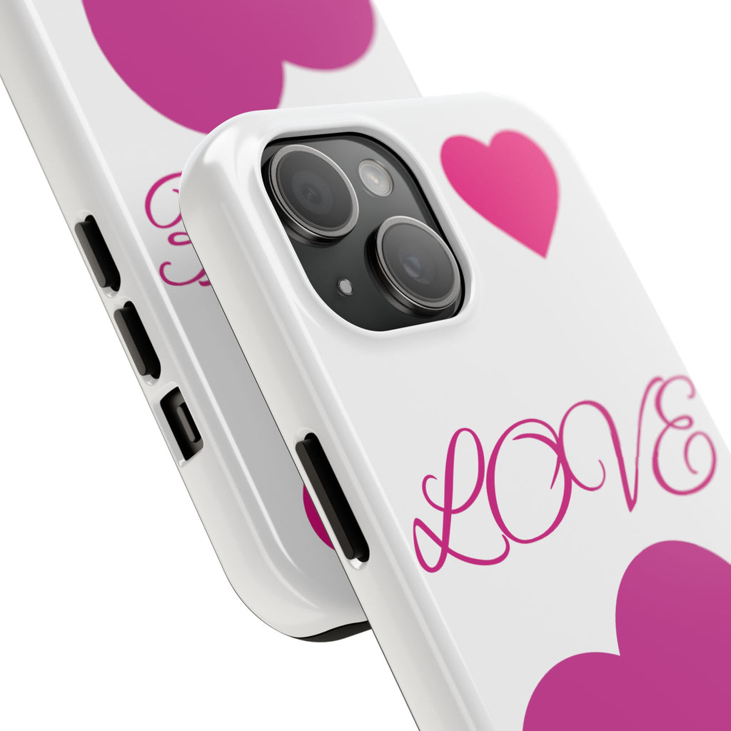Love Heart Tough Phone Case — Pink Hearts Protective Phone Cover