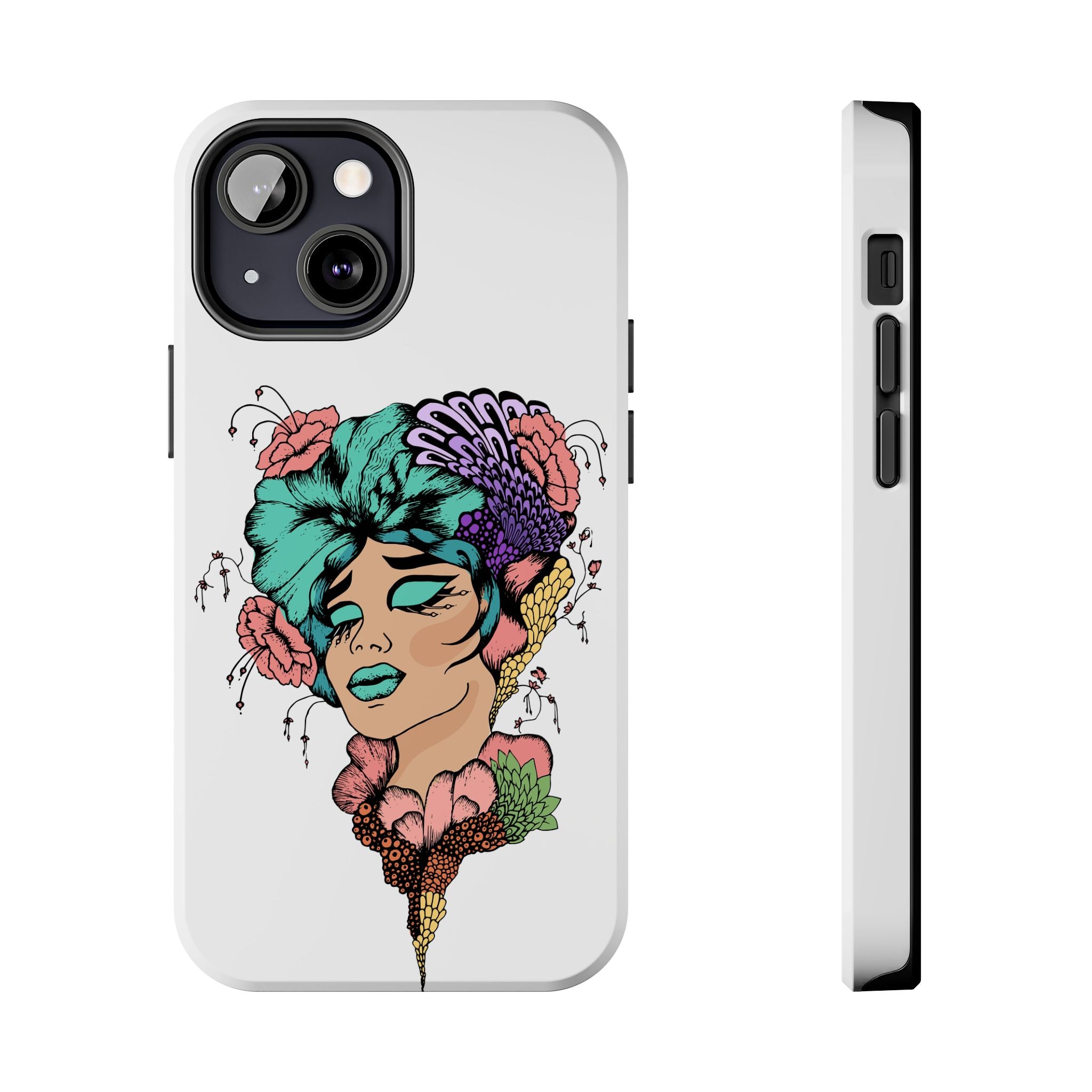 Tough Phone Case — Floral Pop Art Portrait Protective Cover