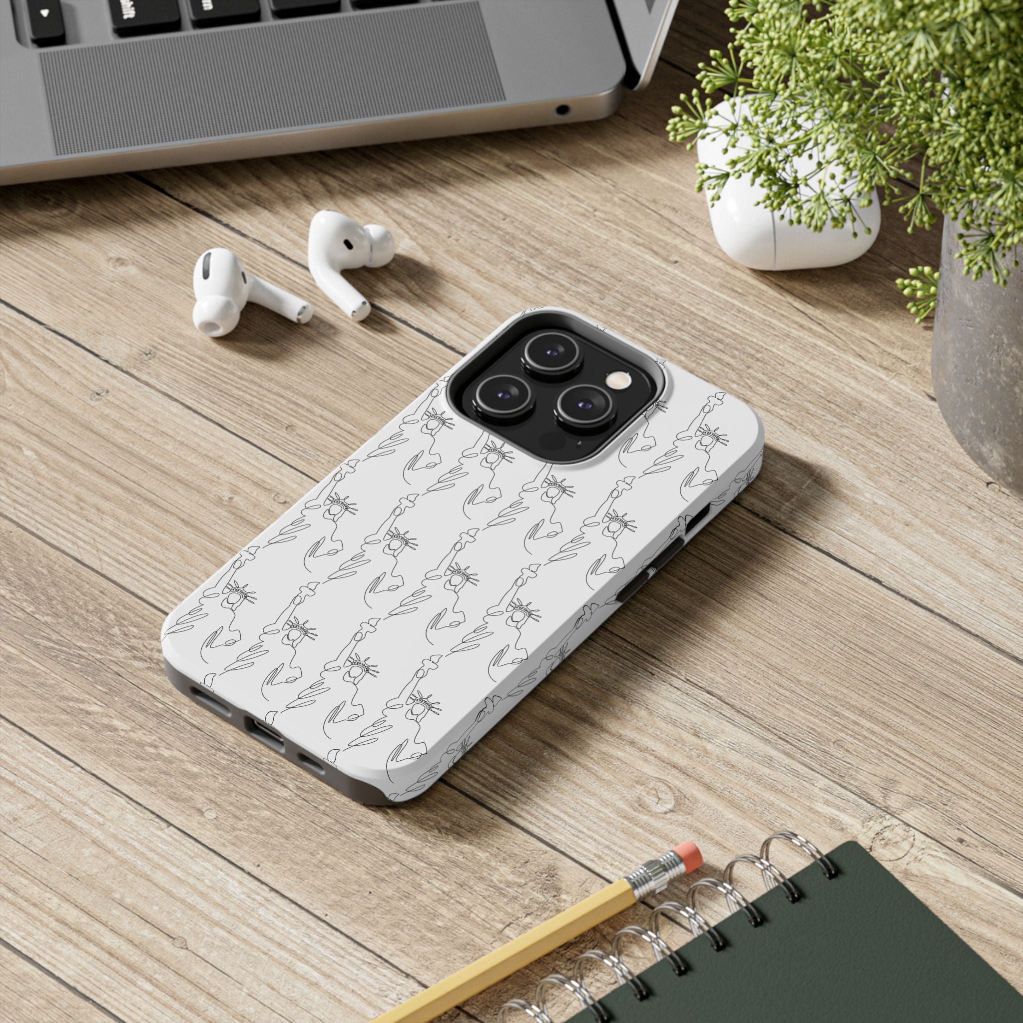 Statue of Liberty Sketch Tough Phone Case — Minimal Patriotic iPhone Cover