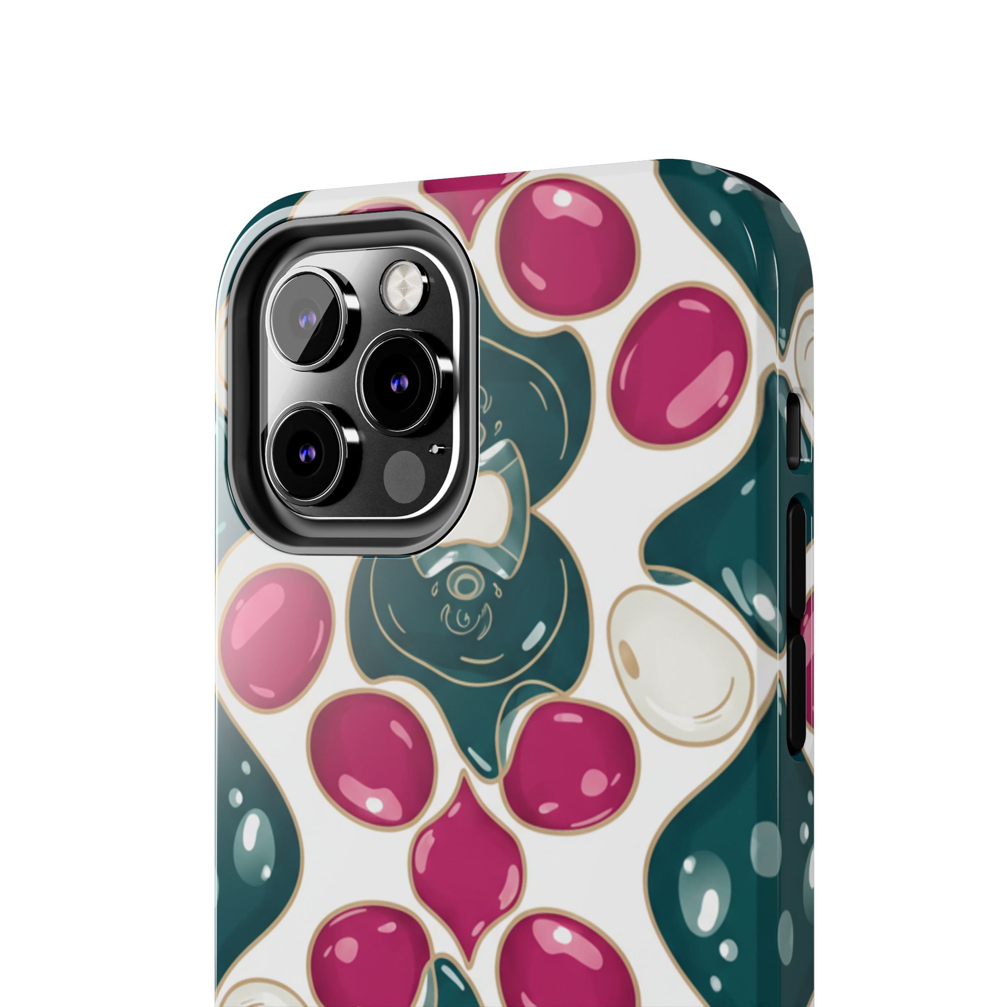Floral Jewel Pattern Tough Phone Case — Teal & Fuchsia Protective Cover