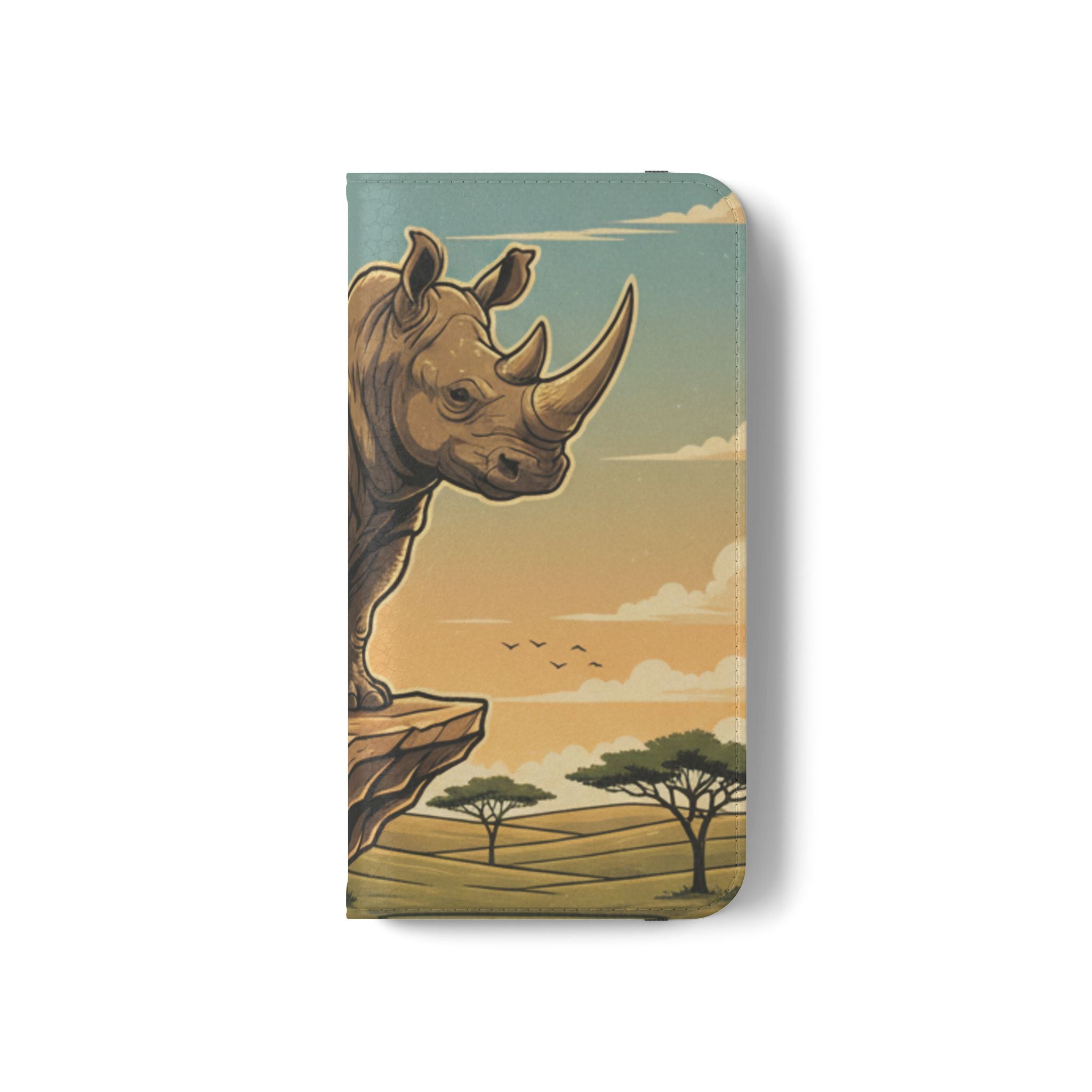 Rhino Sunset Flip Phone Case – Safari Wildlife Wallet Case