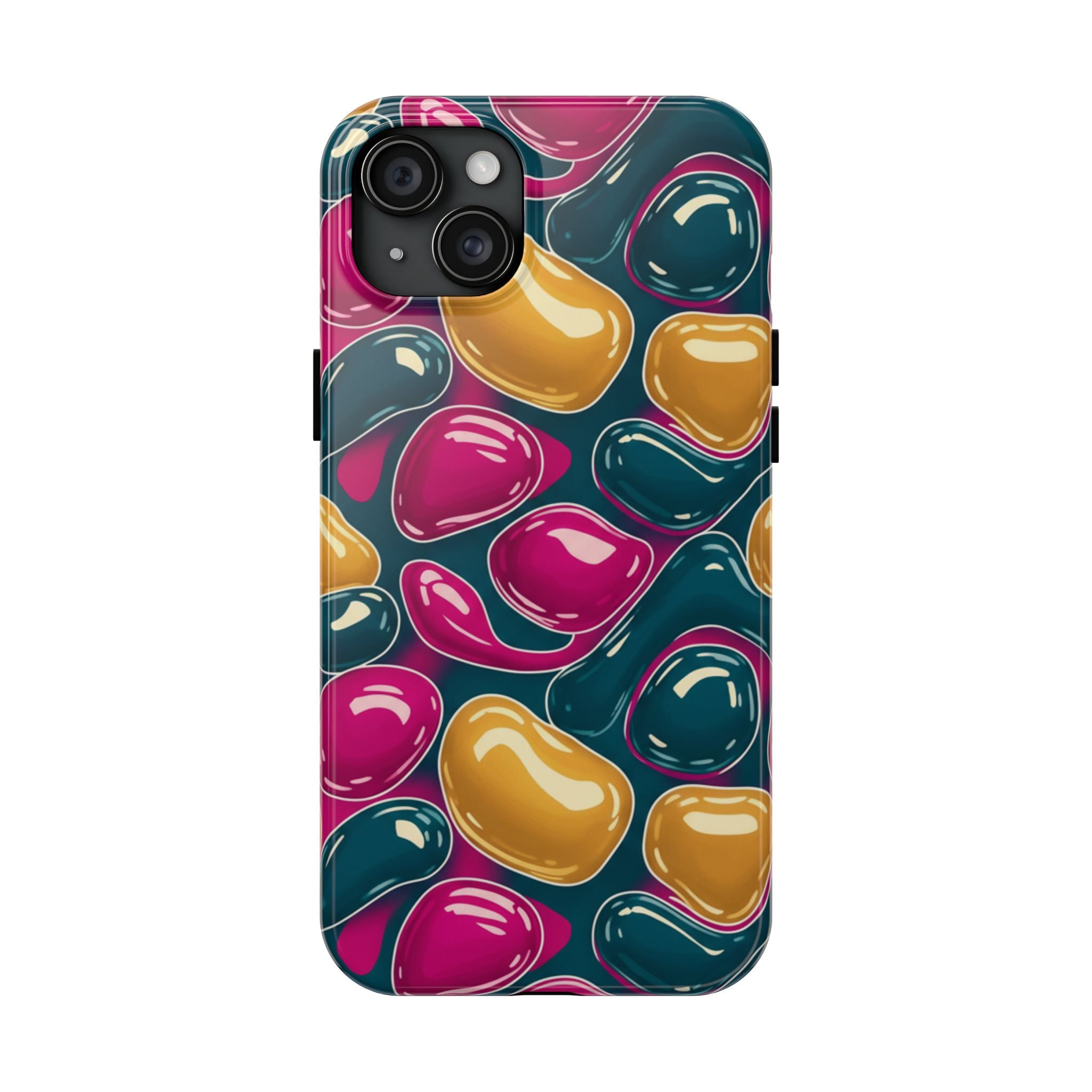 Abstract Colorful Blob Phone Case — Bold Teal, Magenta & Gold Protective Cover