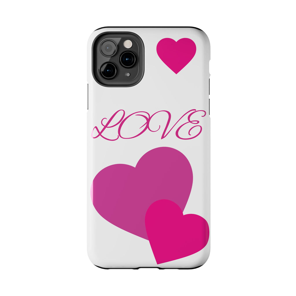 Love Heart Tough Phone Case — Pink Hearts Protective Phone Cover
