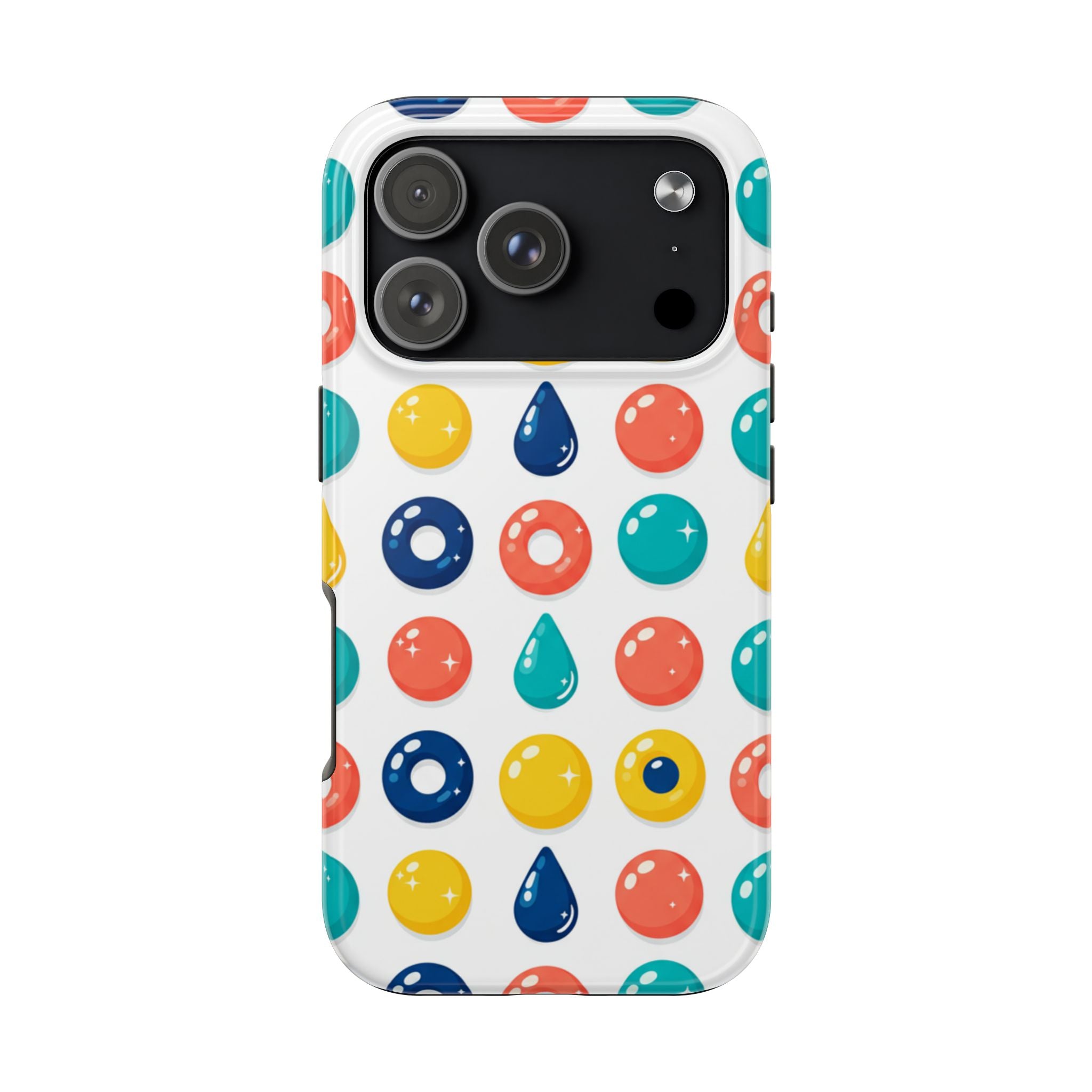 Colorful Candy Dot Tough Phone Case — Bright Retro Polka Drop Design