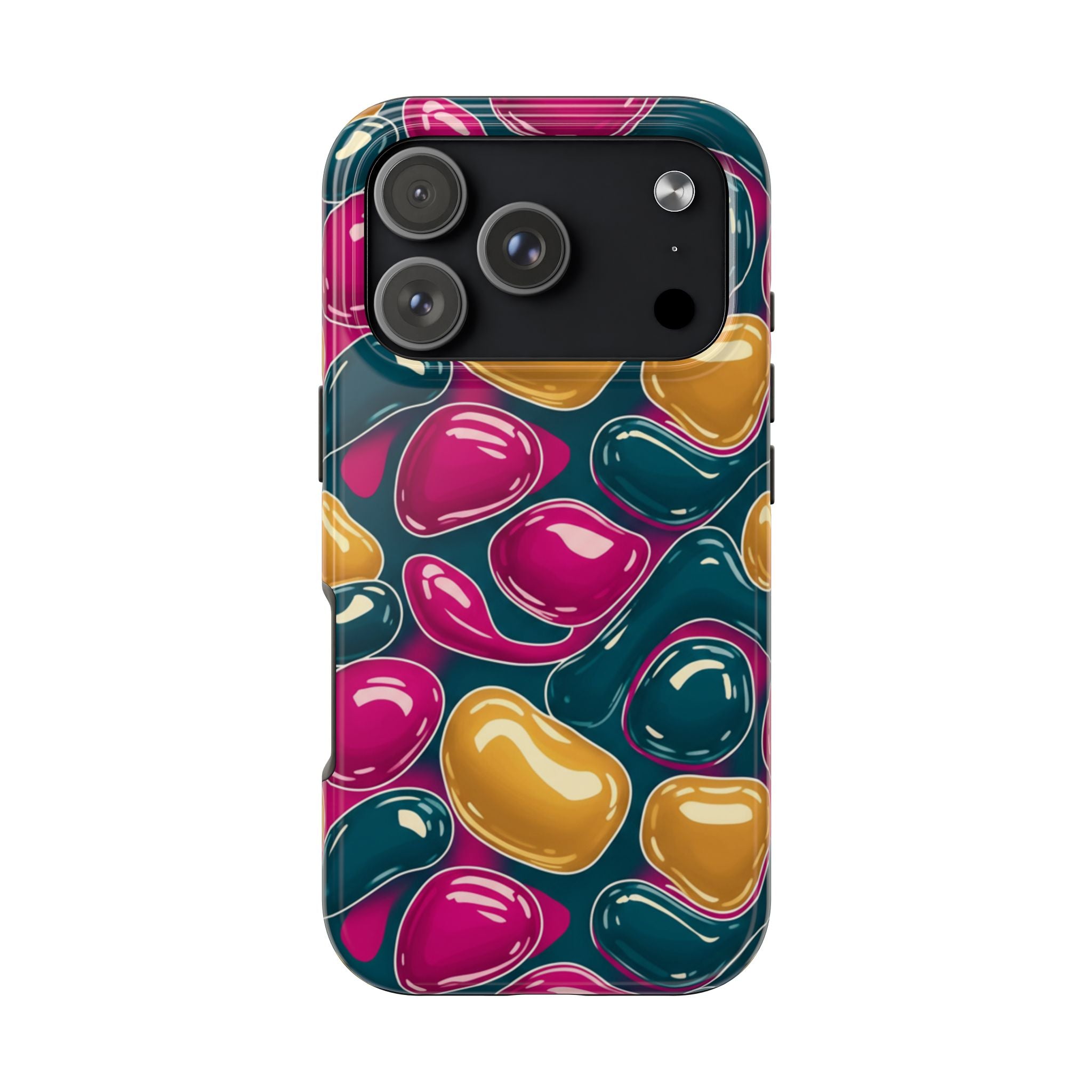 Abstract Colorful Blob Phone Case — Bold Teal, Magenta & Gold Protective Cover