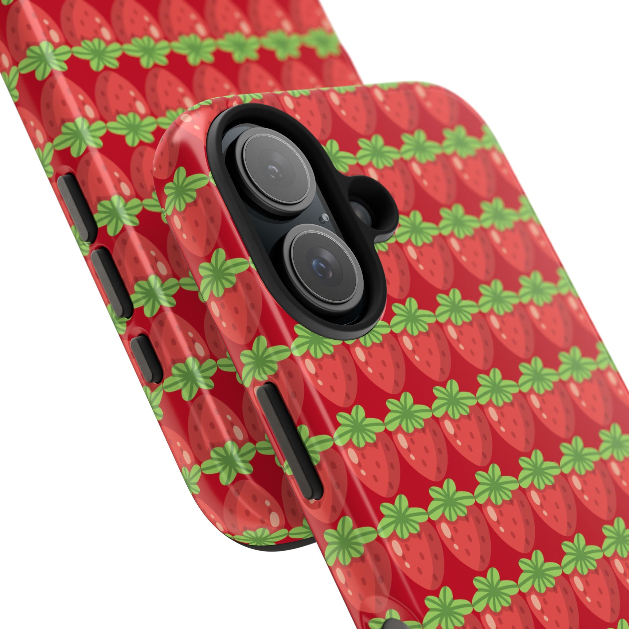 Strawberry Pattern Tough Phone Case — Cute Red Fruit Protective Cover