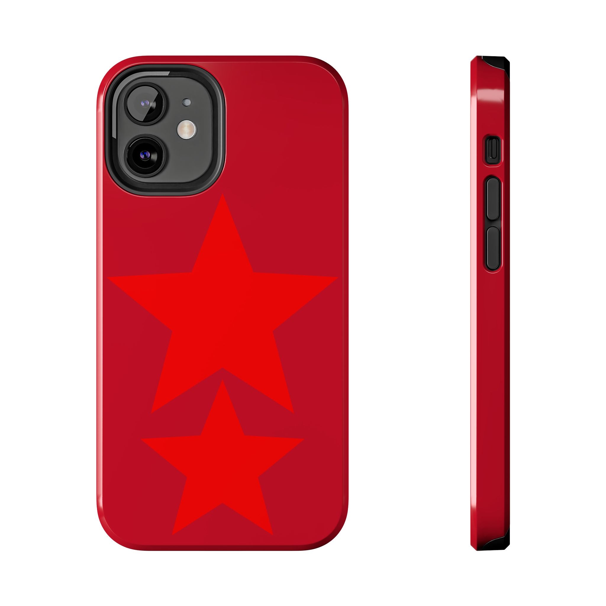 Red Star Tough Phone Case — Dual-Star Protective iPhone Cover