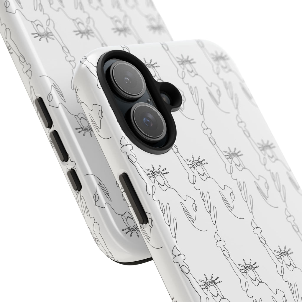 Statue of Liberty Sketch Tough Phone Case — Minimal Patriotic iPhone Cover