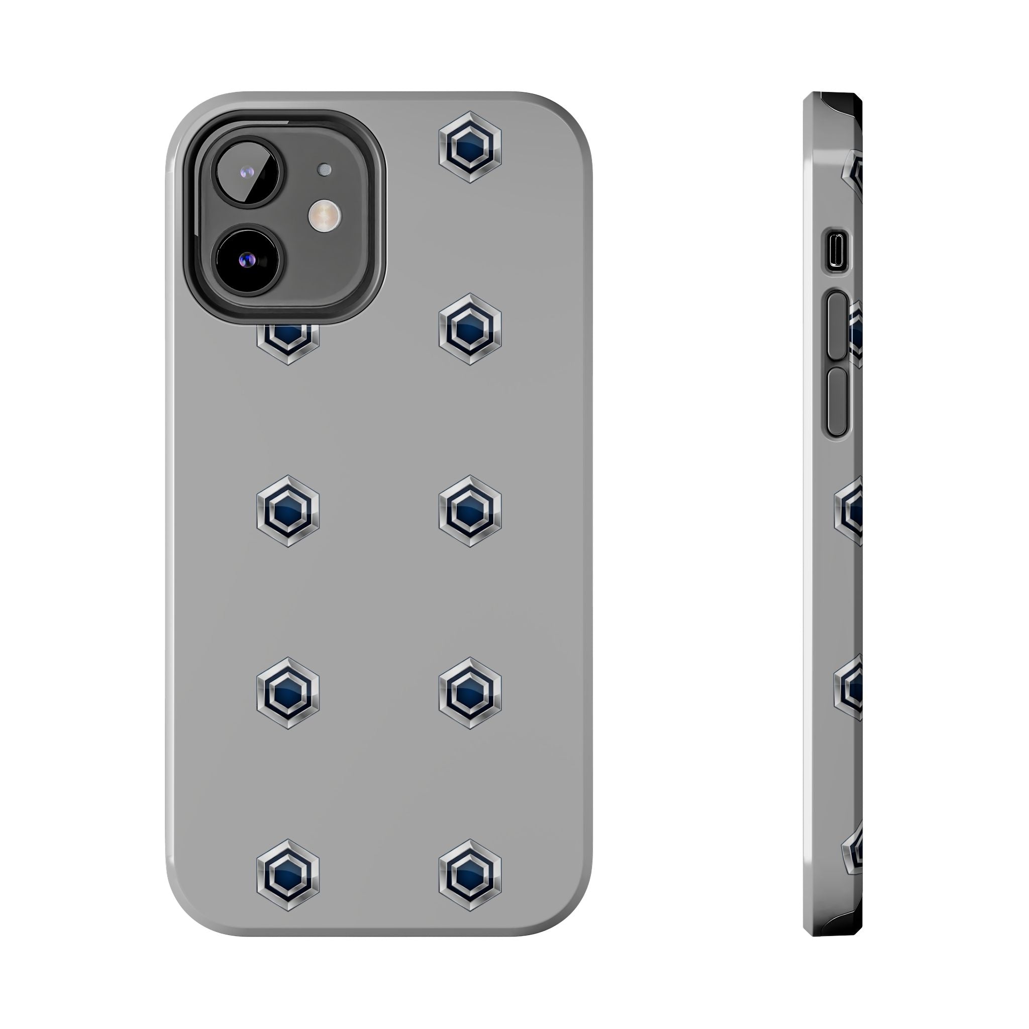 Tough Phone Case — Minimal Hex Rivet Armor (Gray)