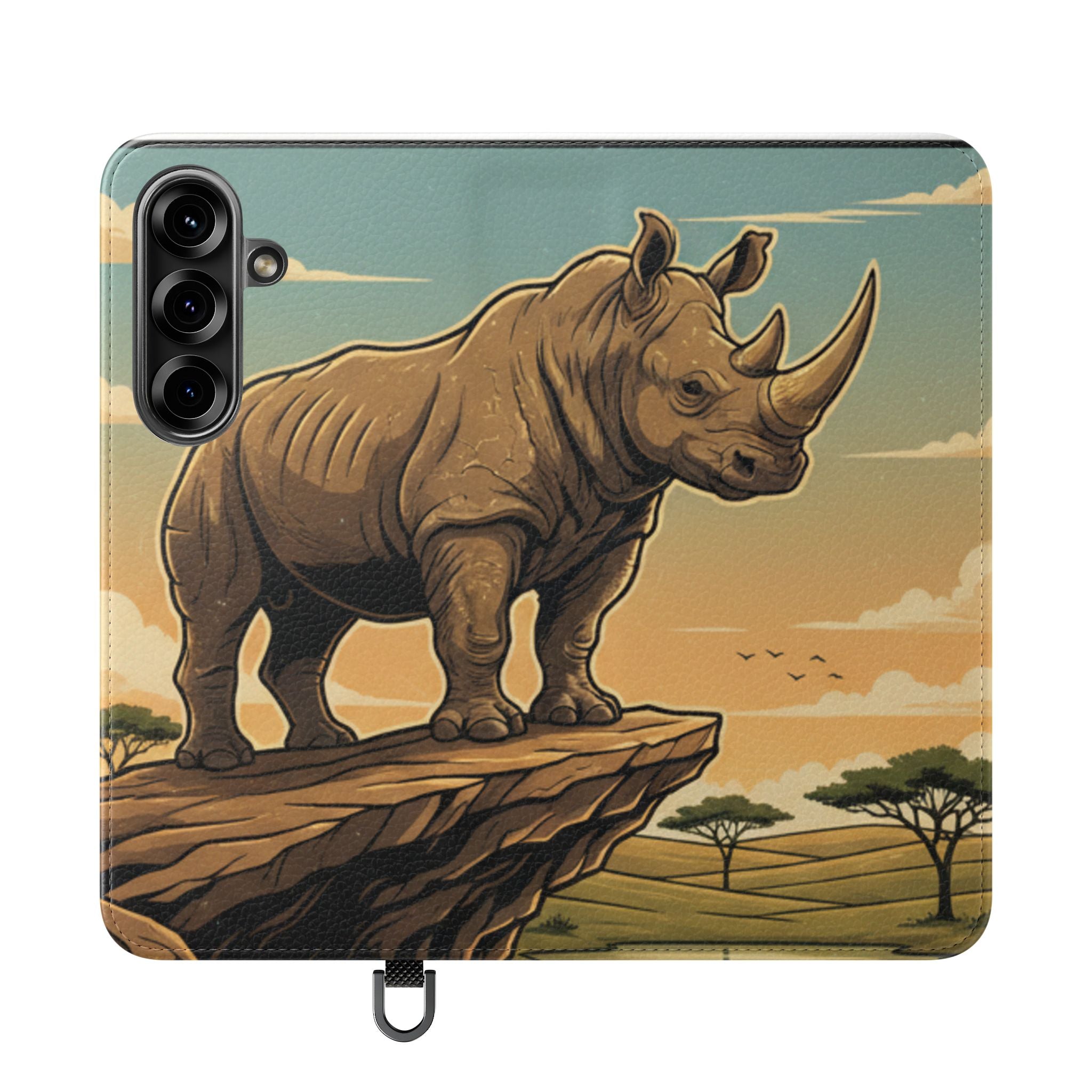 Rhino Sunset Flip Phone Case – Safari Wildlife Wallet Case