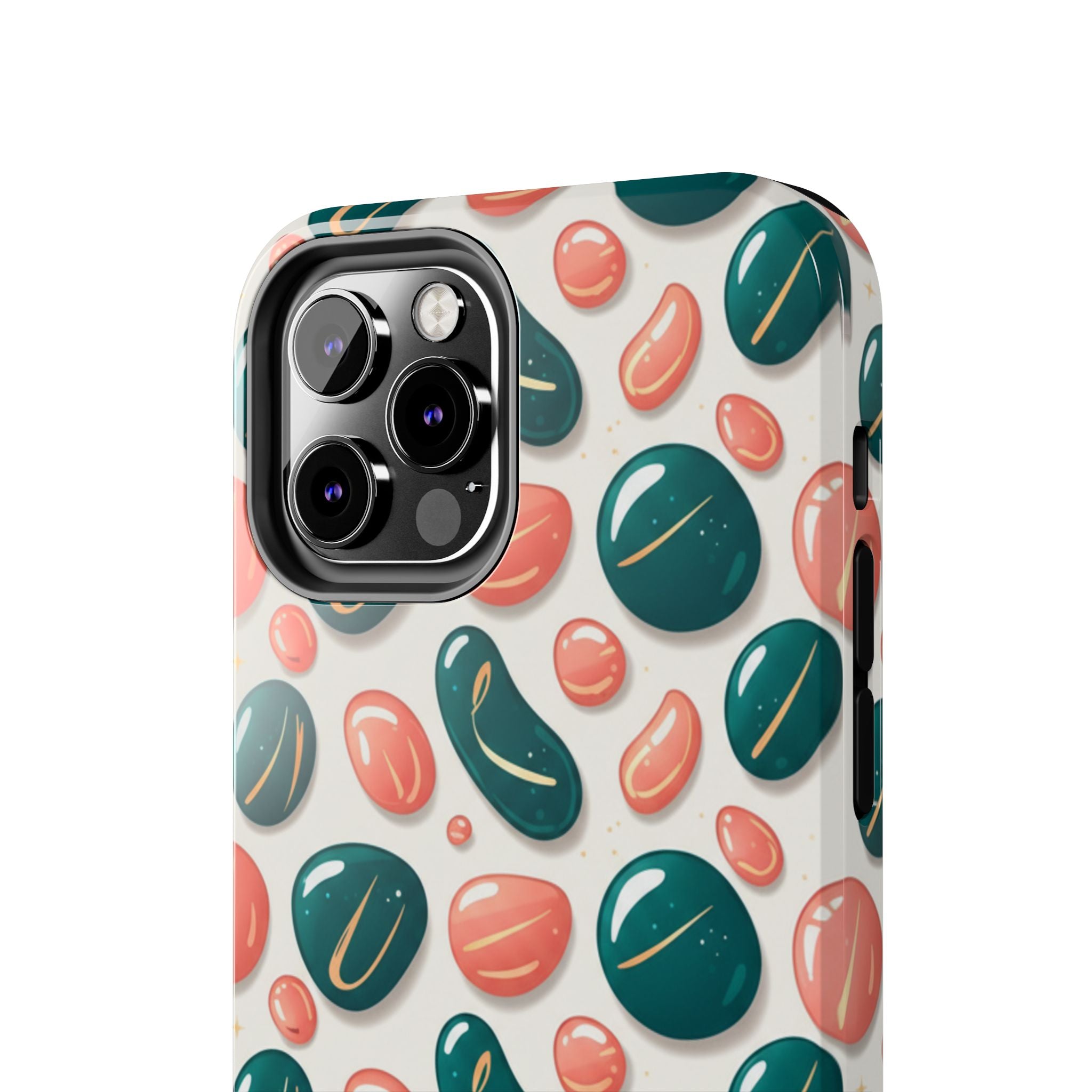 Abstract Pebble Pattern Tough Phone Case — Coral & Teal Protective Cover
