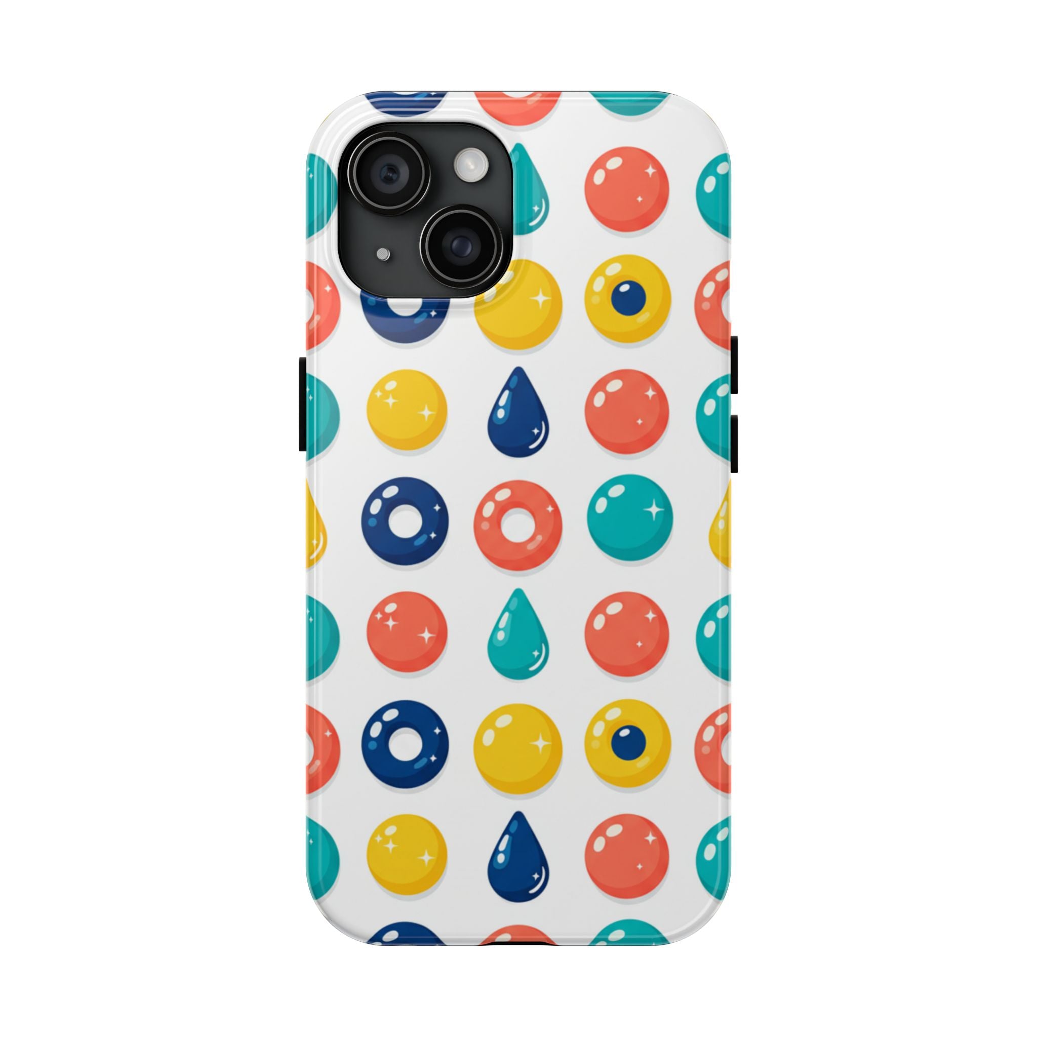 Colorful Candy Dot Tough Phone Case — Bright Retro Polka Drop Design