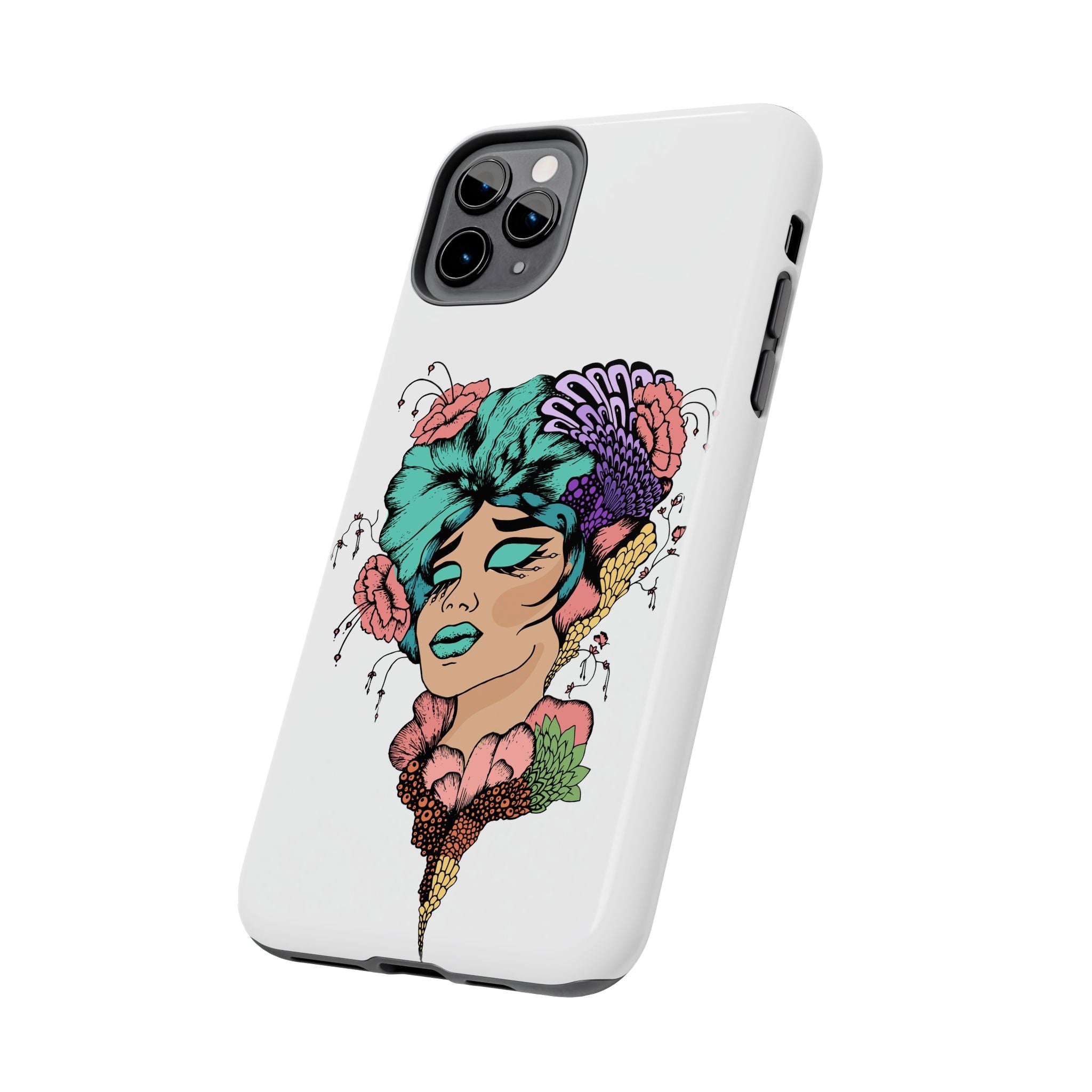 Tough Phone Case — Floral Pop Art Portrait Protective Cover