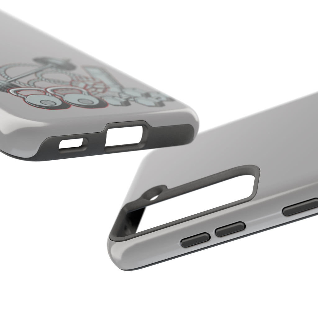 Fitness Gear Tough Phone Case — Dumbbells, Kettlebells & Jump Rope Design