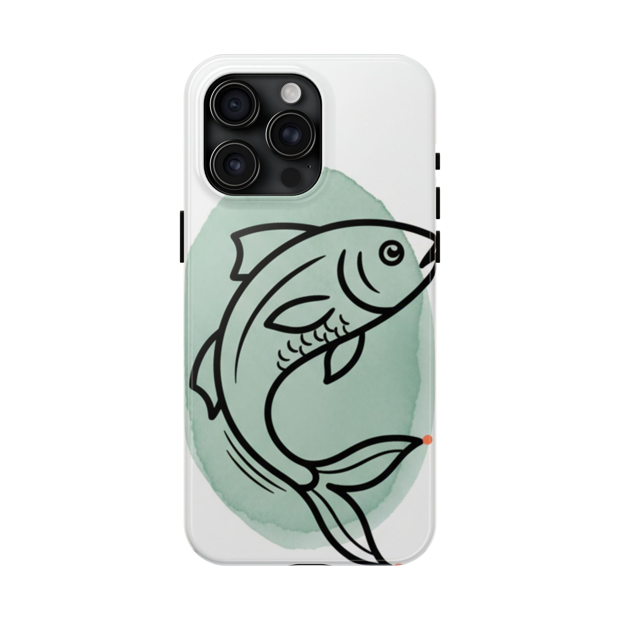 Fish Silhouette Tough Phone Case — Minimalist Aqua Watercolor Design