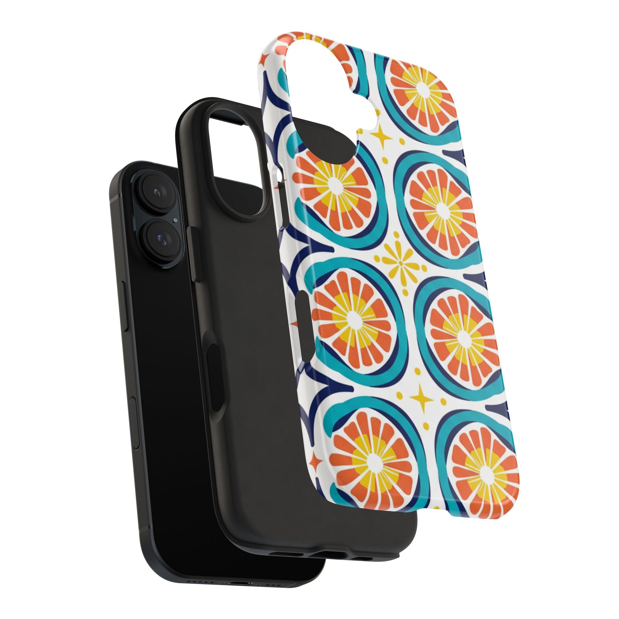 Citrus Tile Tough Phone Case — Colorful Retro Orange Slice Pattern