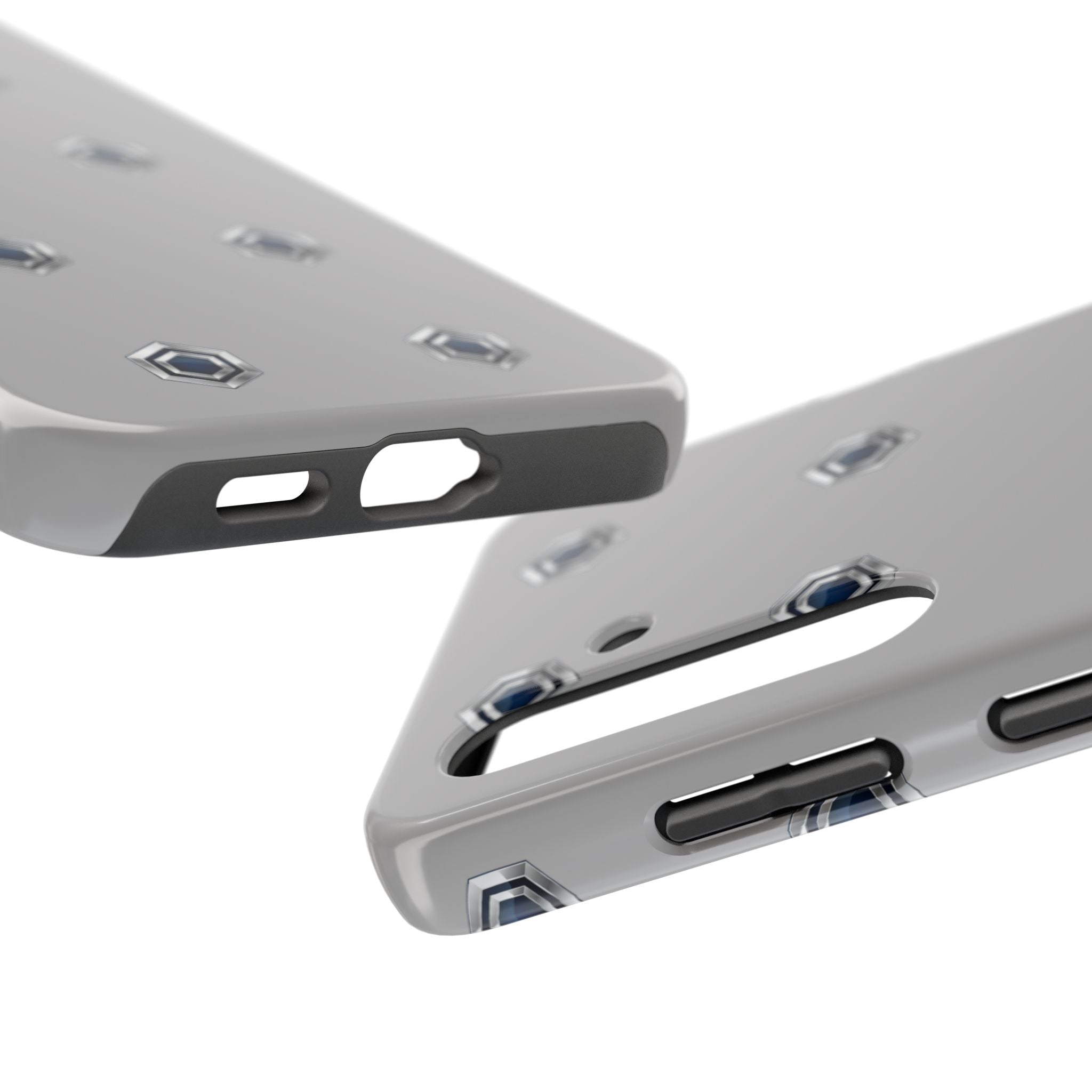 Tough Phone Case — Minimal Hex Rivet Armor (Gray)