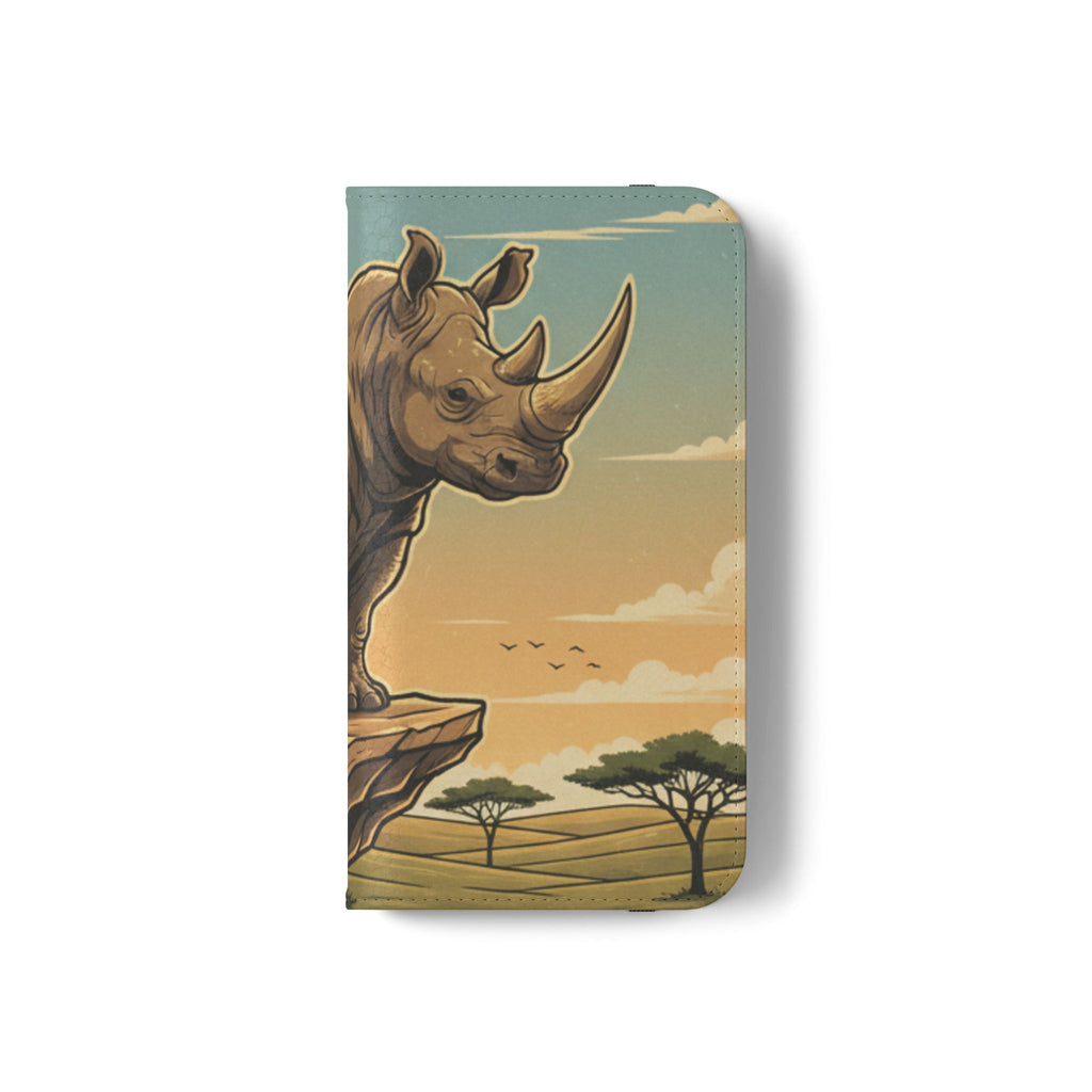 Rhino Sunset Flip Phone Case – Safari Wildlife Wallet Case