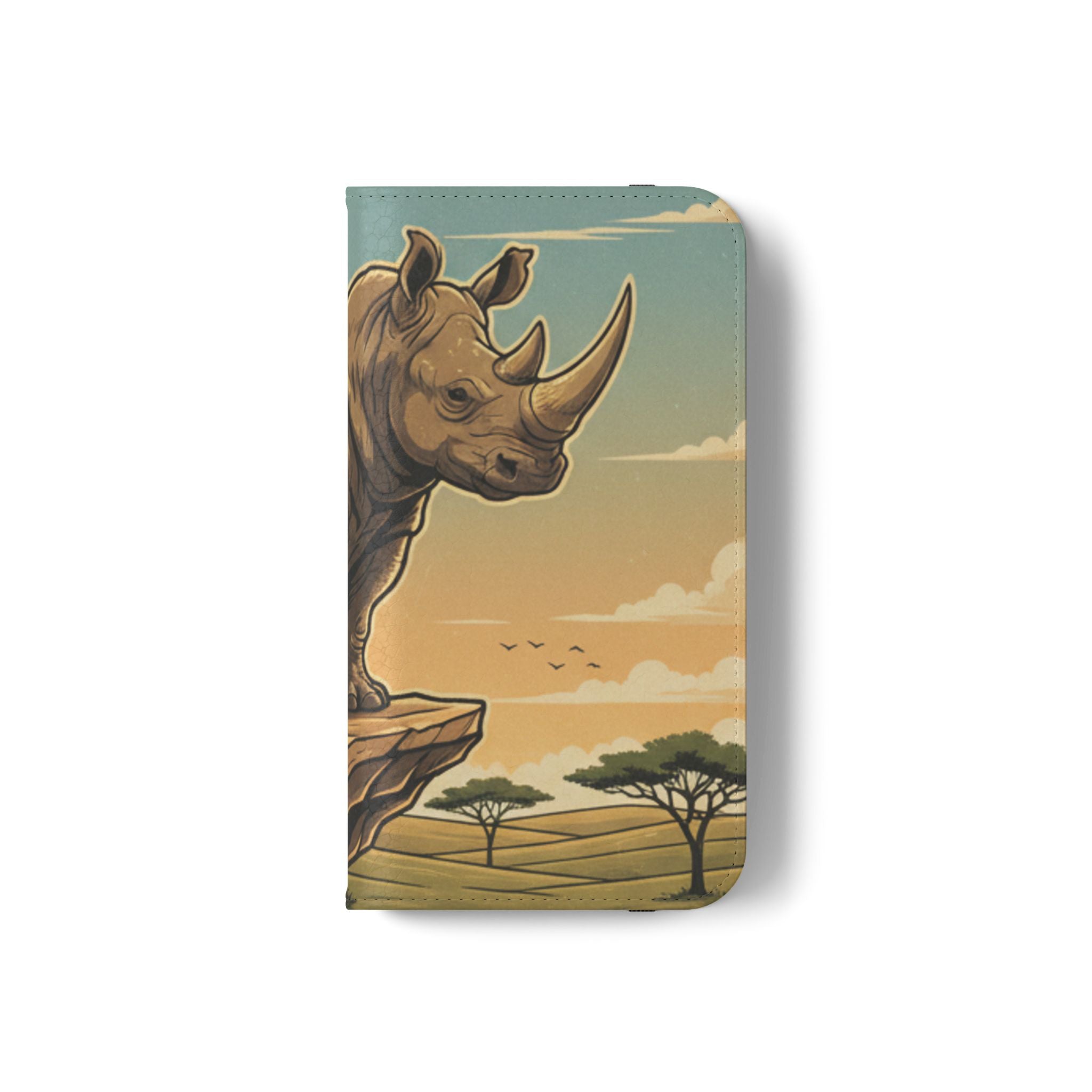 Rhino Sunset Flip Phone Case – Safari Wildlife Wallet Case