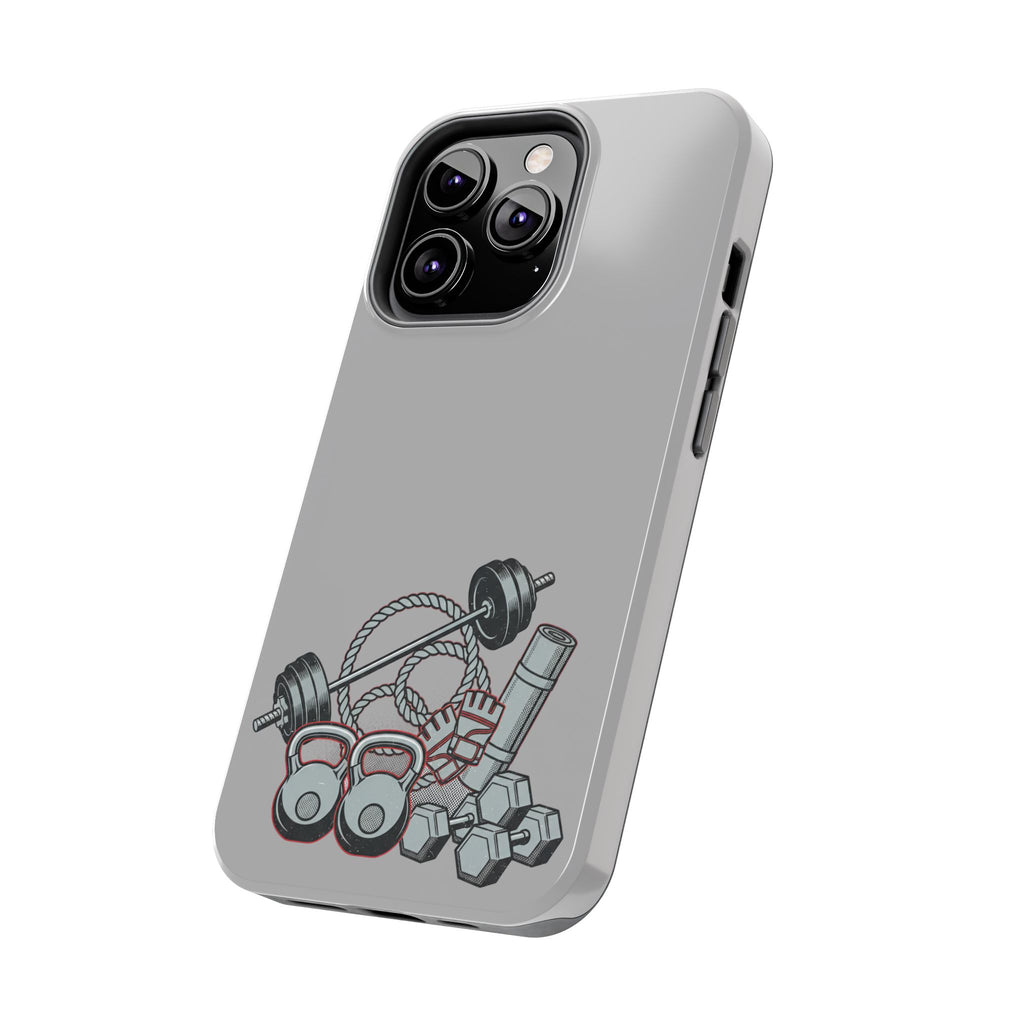 Fitness Gear Tough Phone Case — Dumbbells, Kettlebells & Jump Rope Design