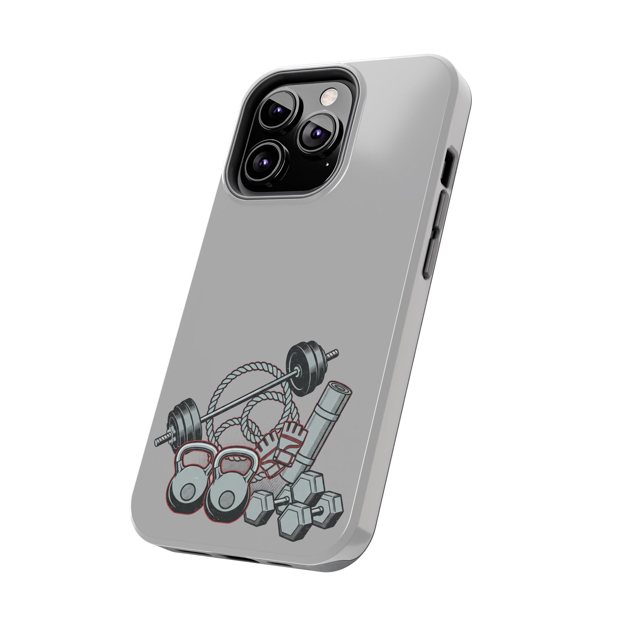 Fitness Gear Tough Phone Case — Dumbbells, Kettlebells & Jump Rope Design