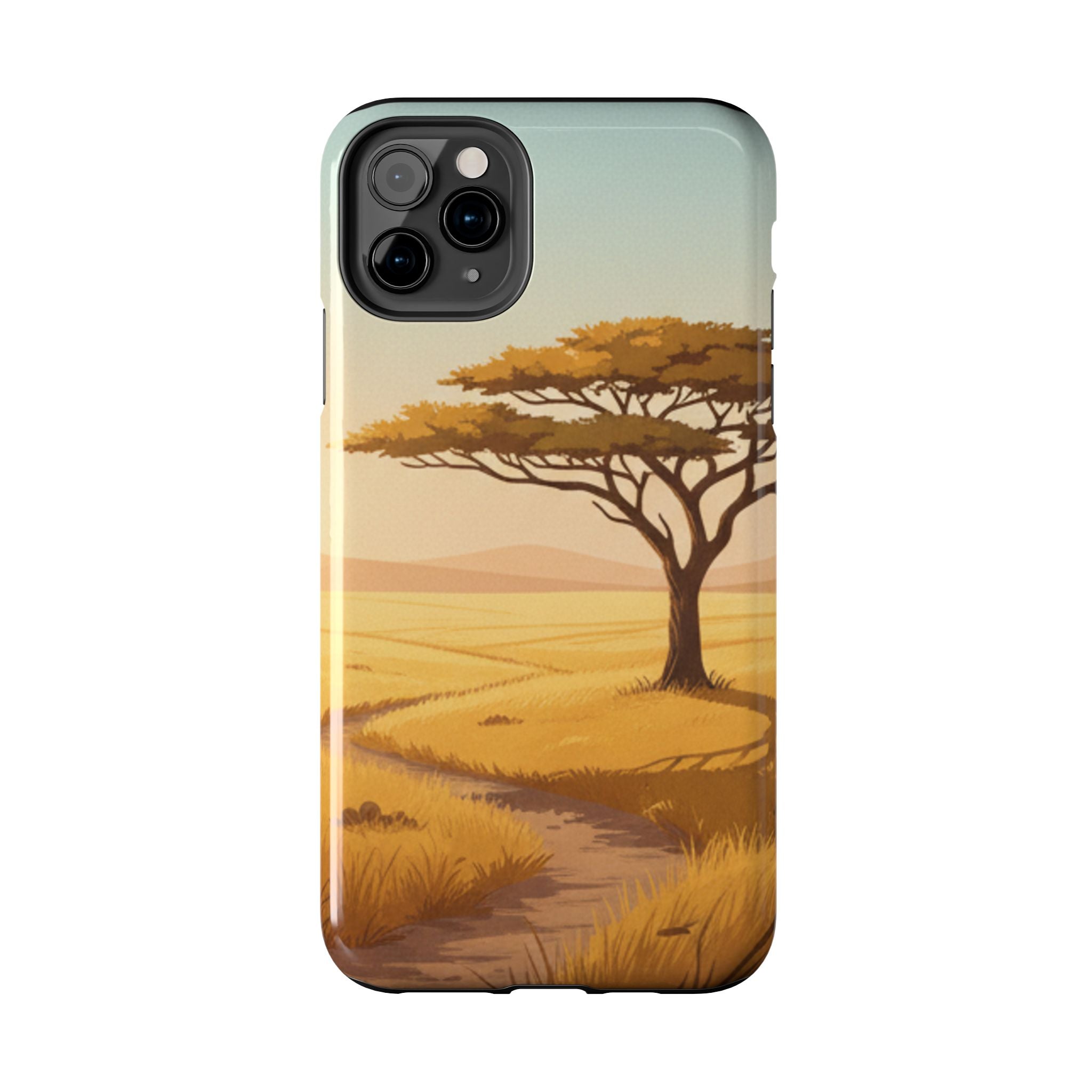 Safari Sunset Tough Phone Case — African Savanna Tree Design