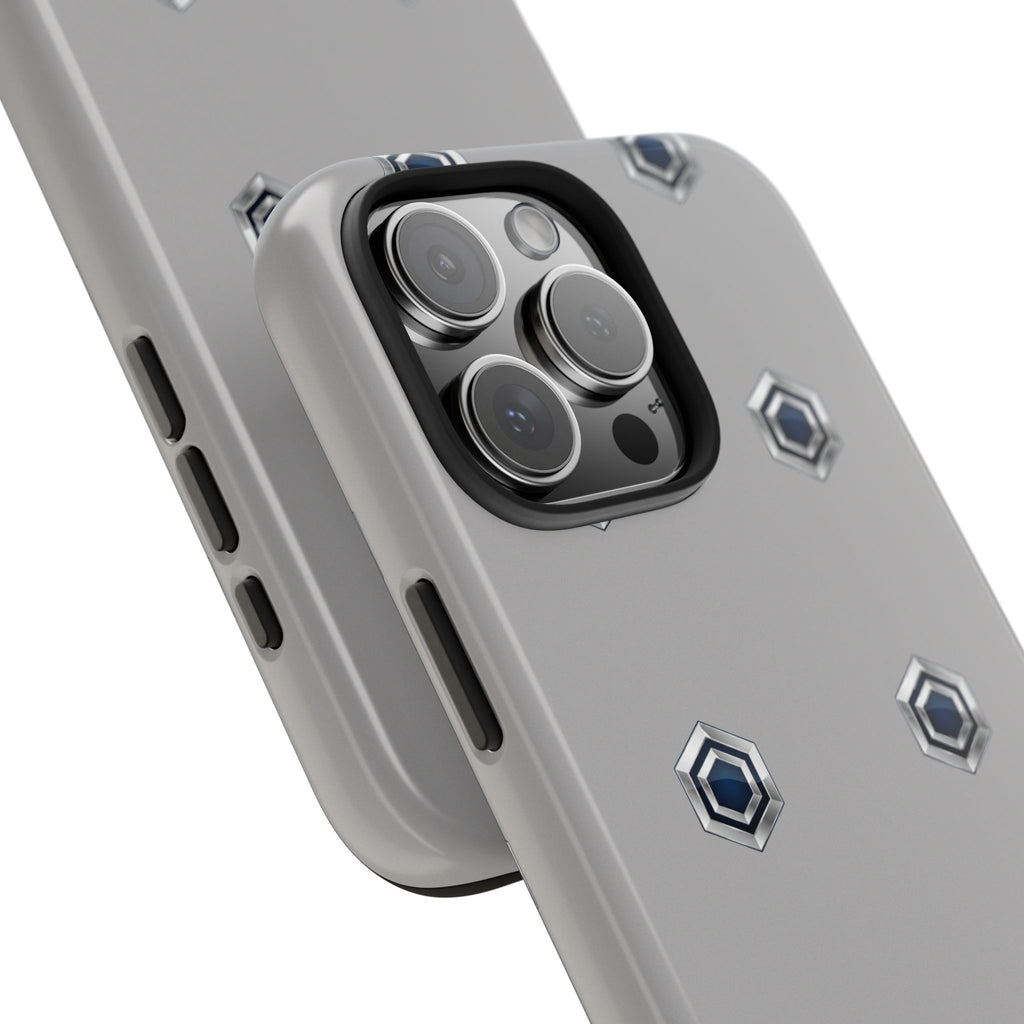 Tough Phone Case — Minimal Hex Rivet Armor (Gray)