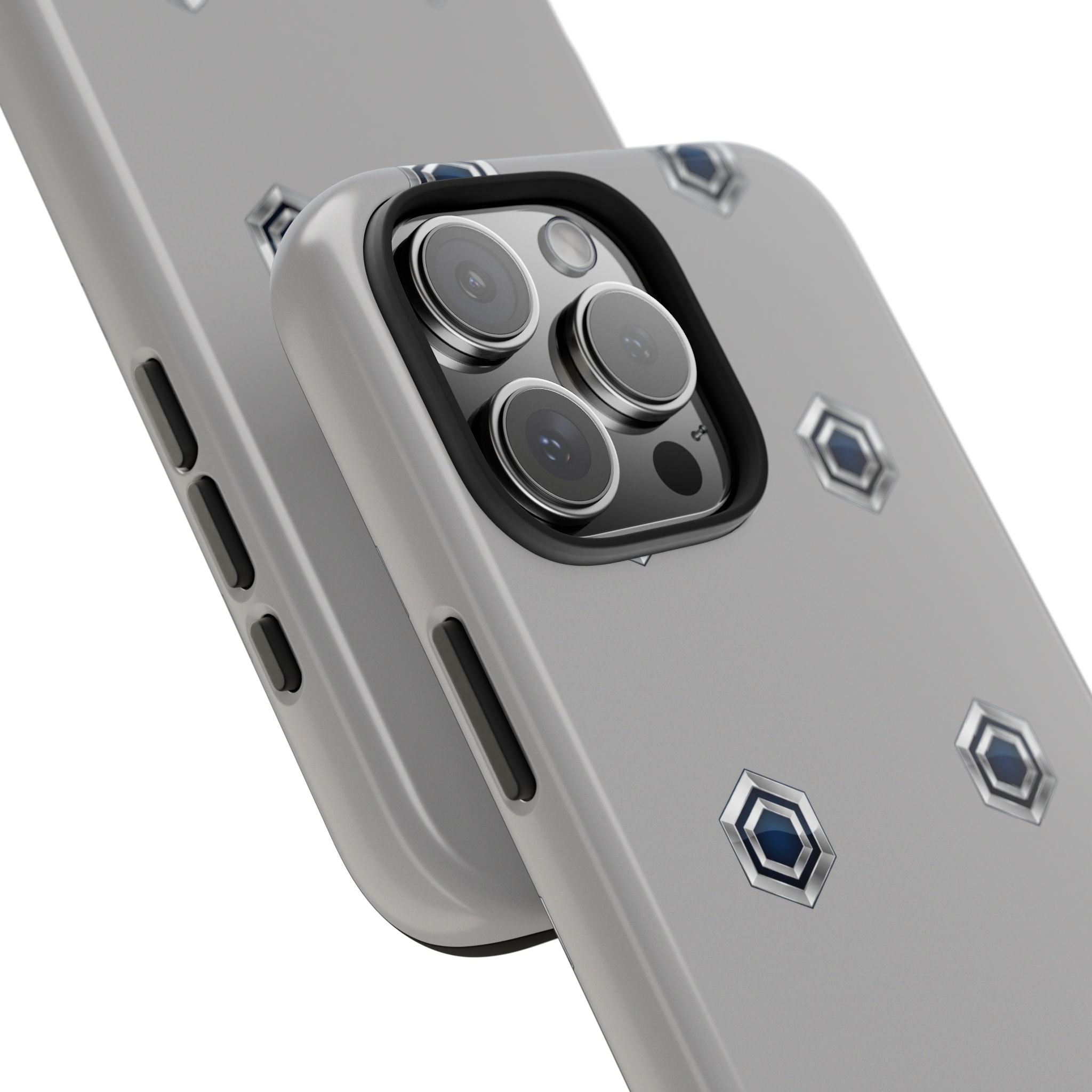 Tough Phone Case — Minimal Hex Rivet Armor (Gray)