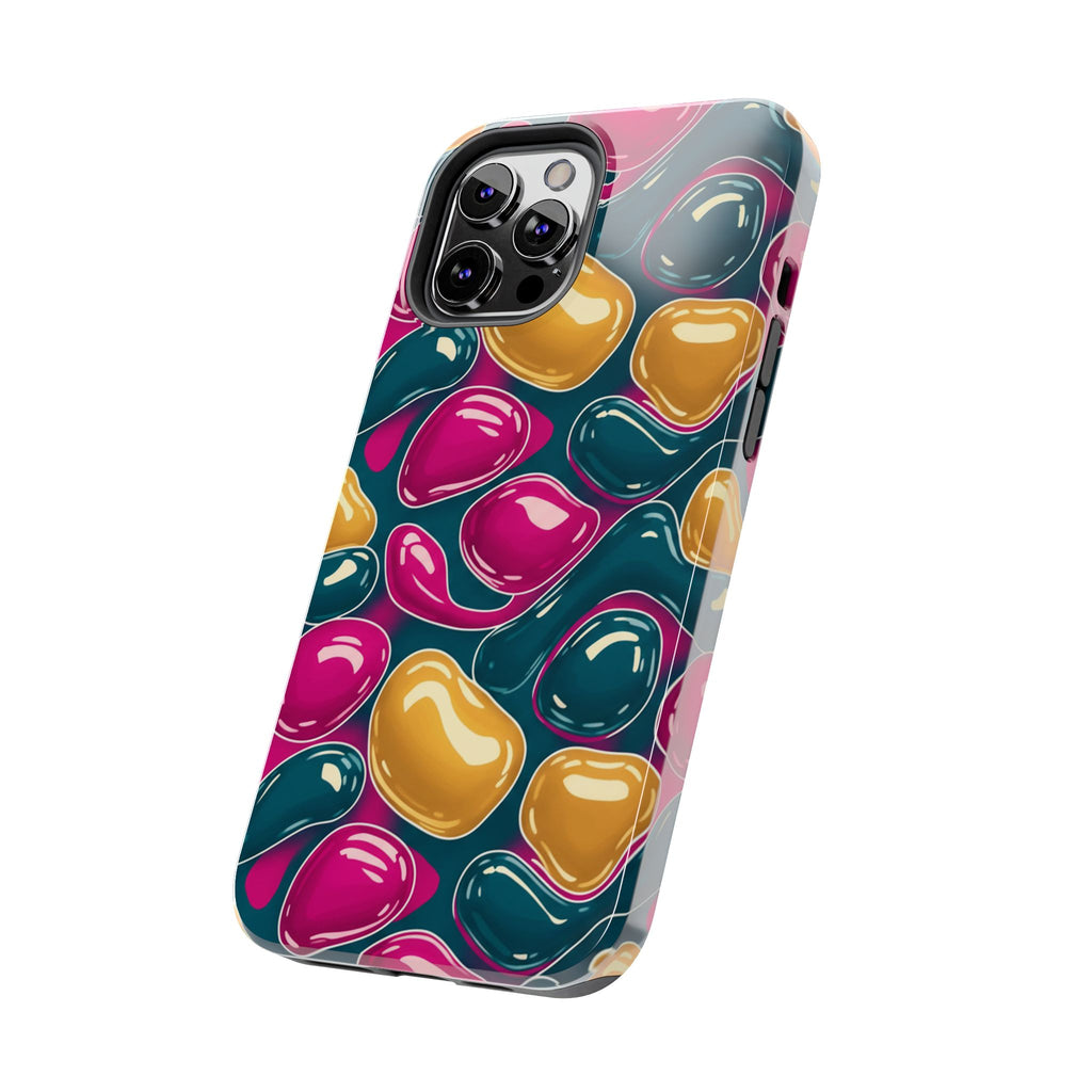 Abstract Colorful Blob Phone Case — Bold Teal, Magenta & Gold Protective Cover