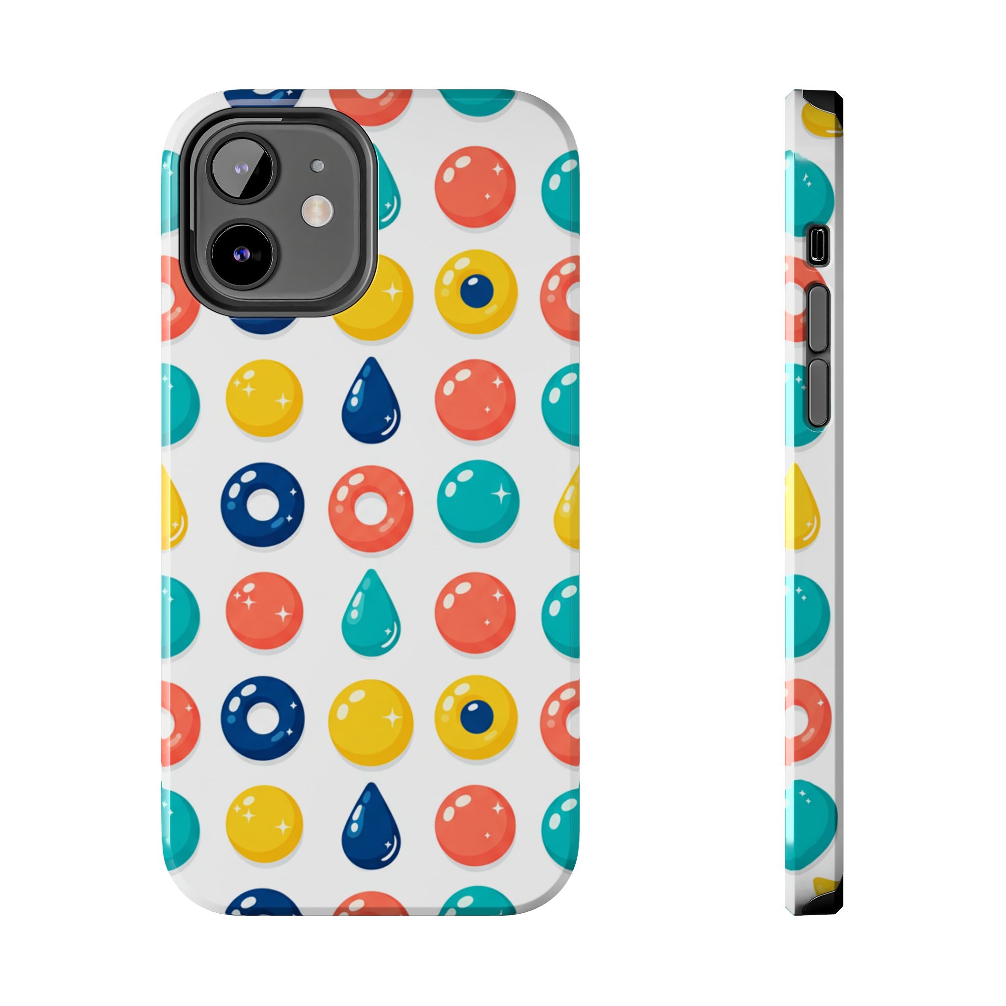 Colorful Candy Dot Tough Phone Case — Bright Retro Polka Drop Design