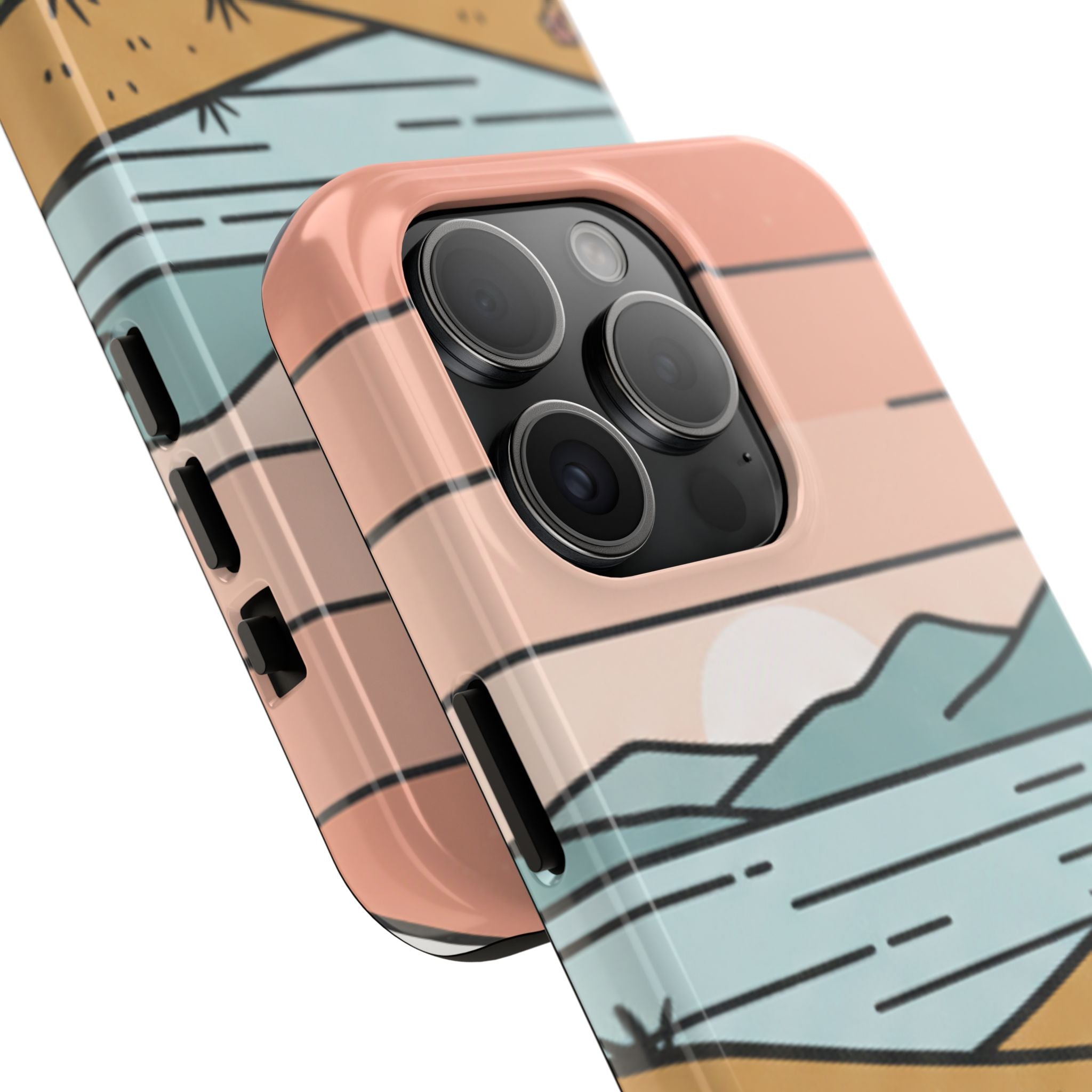 Scenic Path Tough Phone Case — Pastel Lake & Mountain Protective Cover