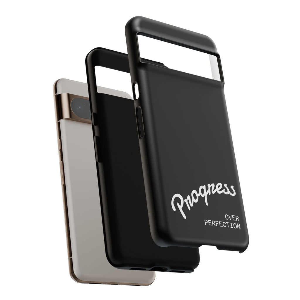 Phone Case - "Progress Over Perfection" Glossy Black Protective Cover