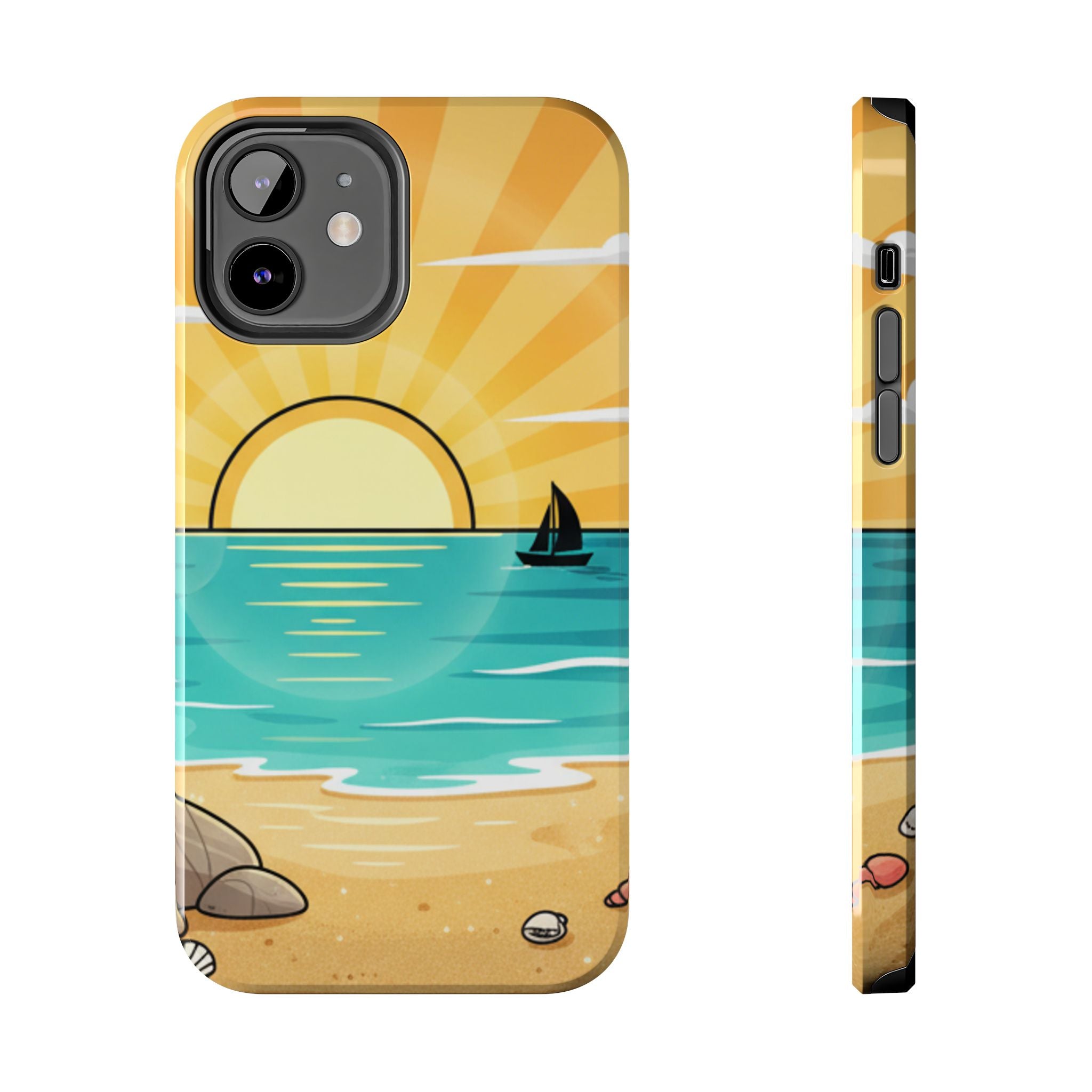 Tough Phone Case — Sunset Beach Sailboat Design