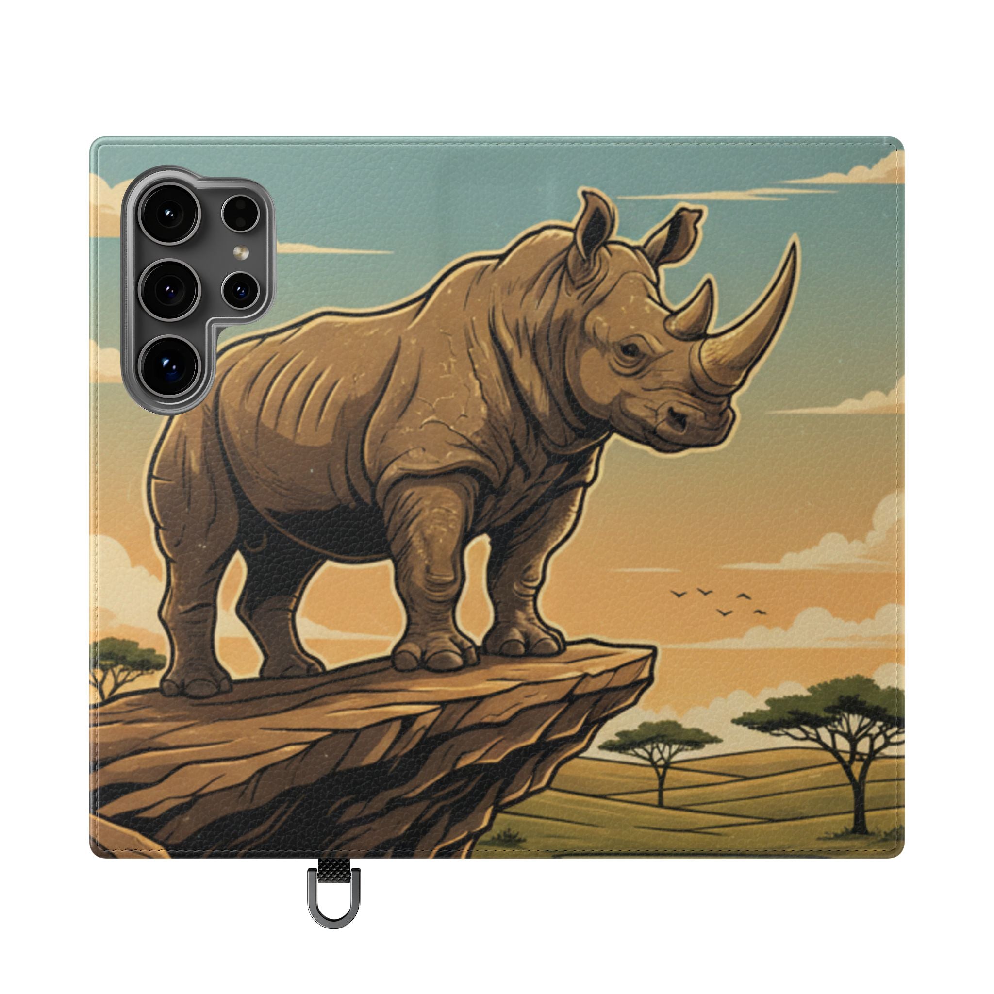 Rhino Sunset Flip Phone Case – Safari Wildlife Wallet Case