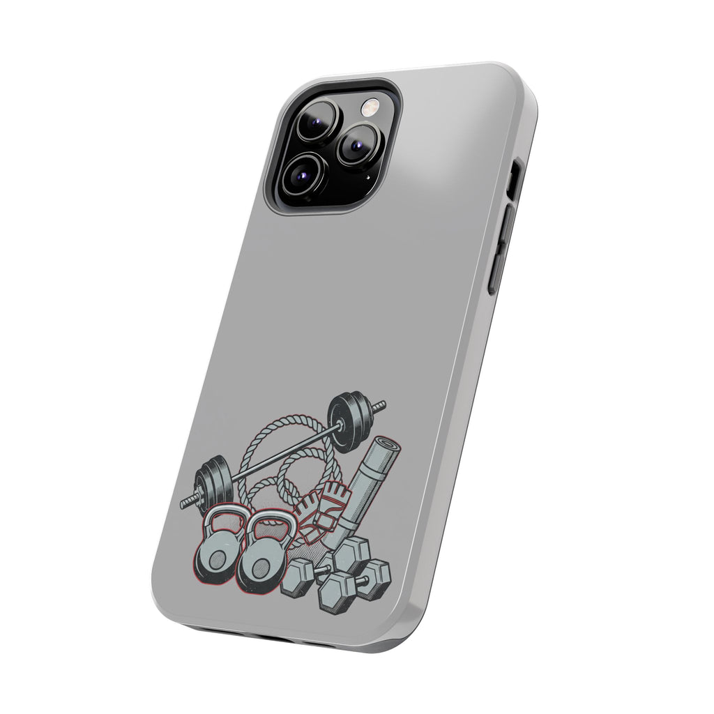 Fitness Gear Tough Phone Case — Dumbbells, Kettlebells & Jump Rope Design