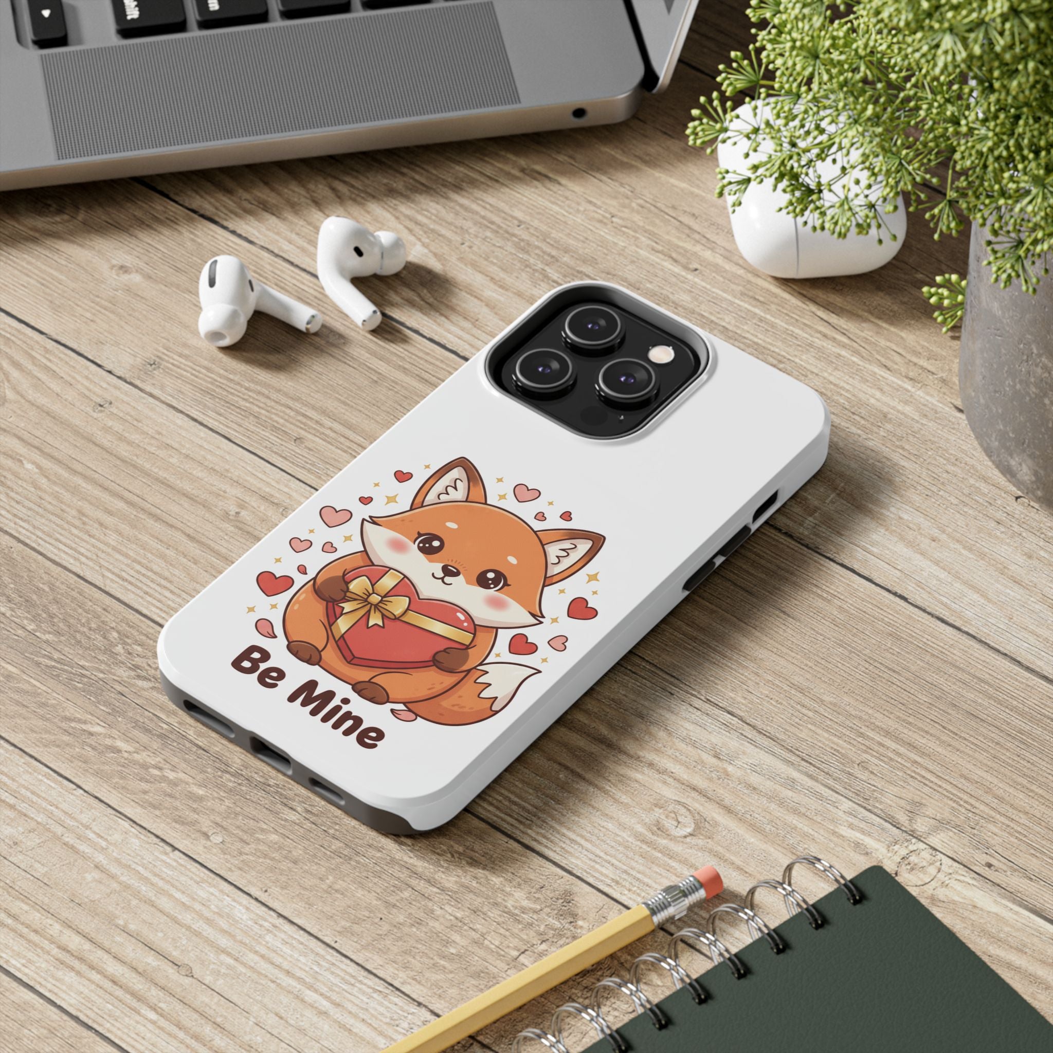 Phone Case — Cute Valentine Fox 'Be Mine' Protective Tough Case
