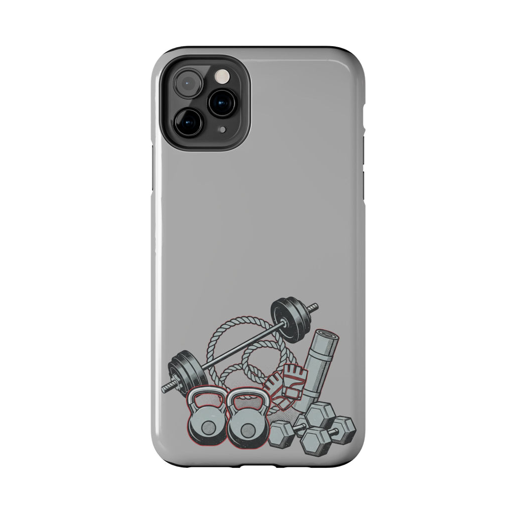 Fitness Gear Tough Phone Case — Dumbbells, Kettlebells & Jump Rope Design