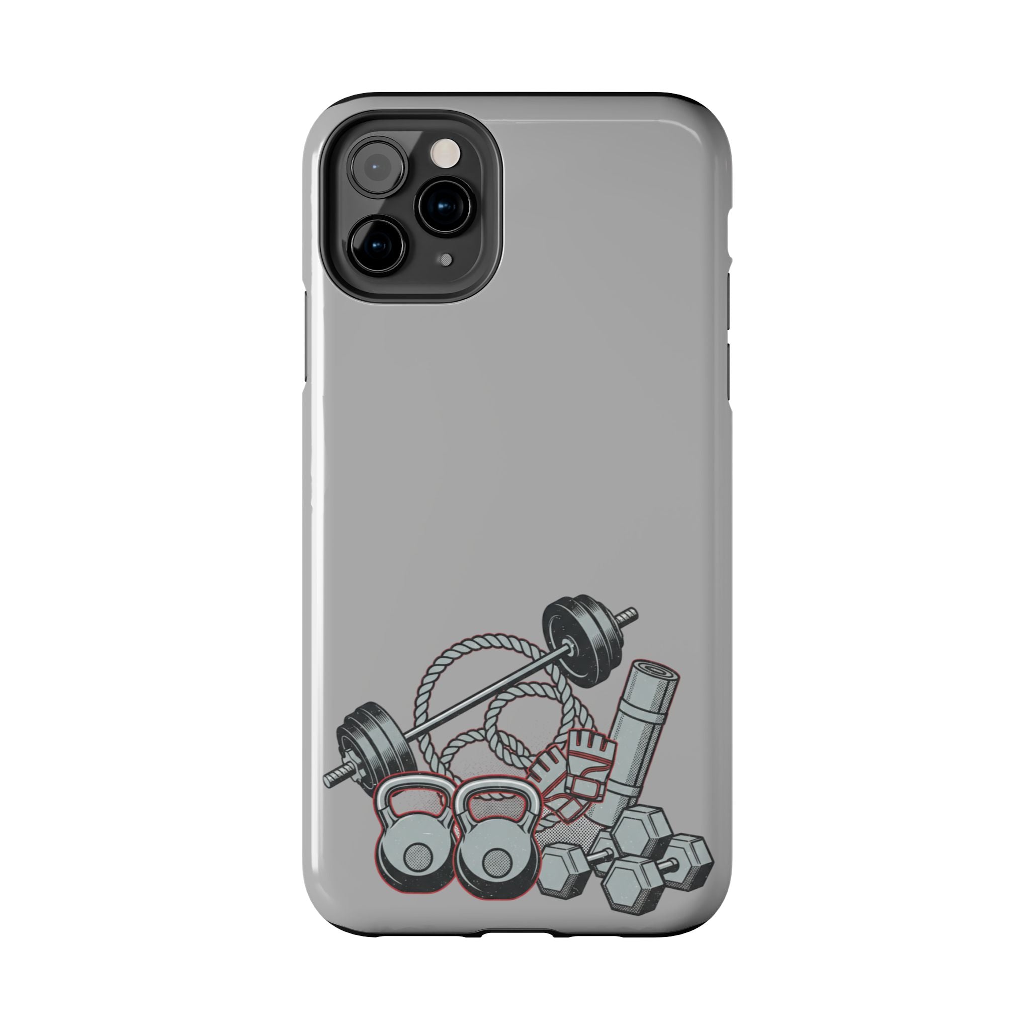Fitness Gear Tough Phone Case — Dumbbells, Kettlebells & Jump Rope Design