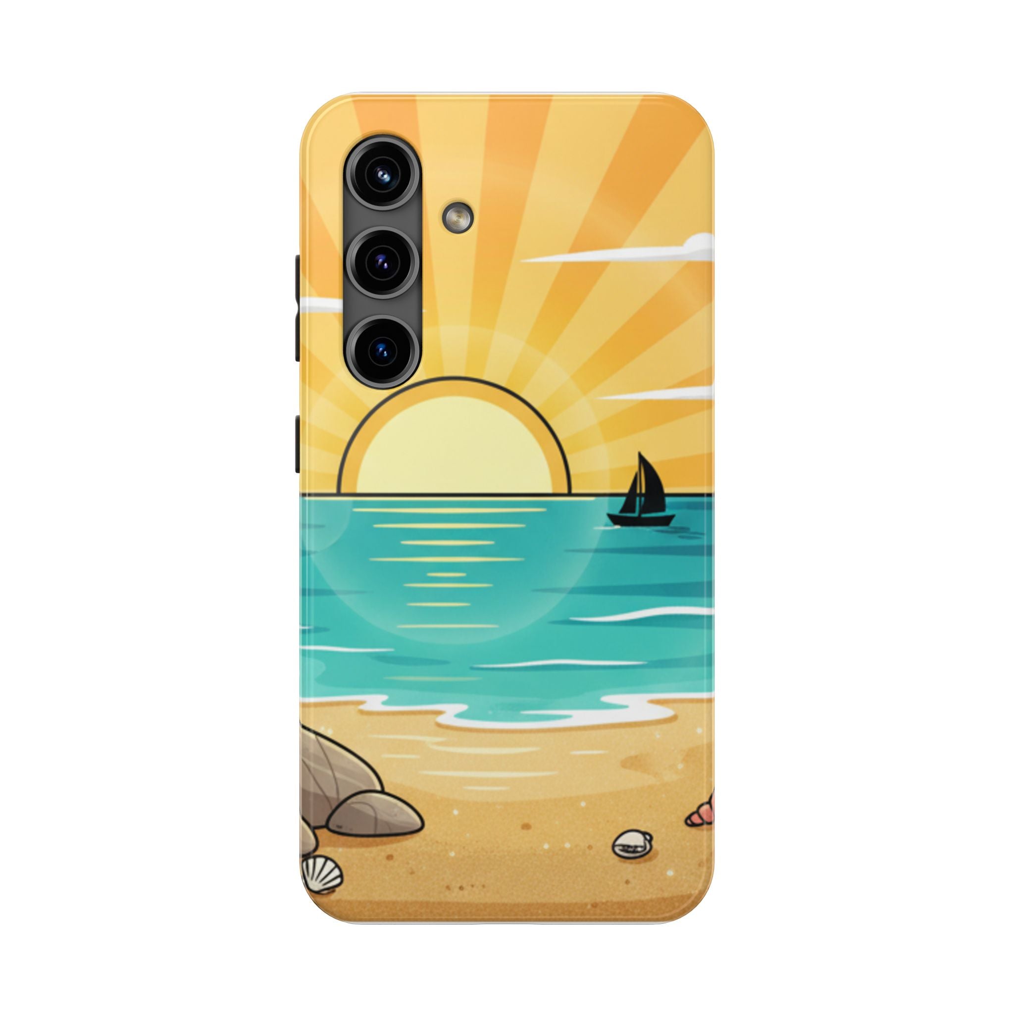 Tough Phone Case — Sunset Beach Sailboat Design