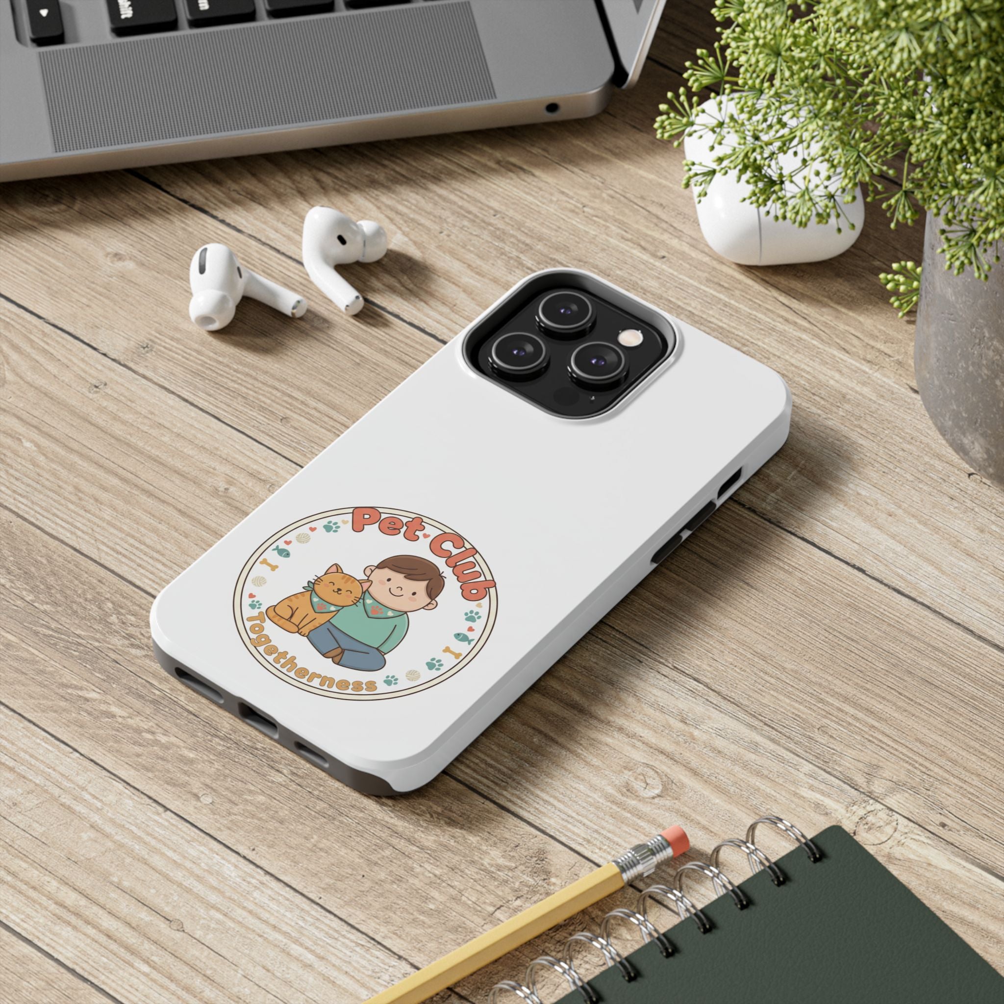Pet Club Tough Phone Case — Cute Boy & Cat Illustration, "Togetherness" Design