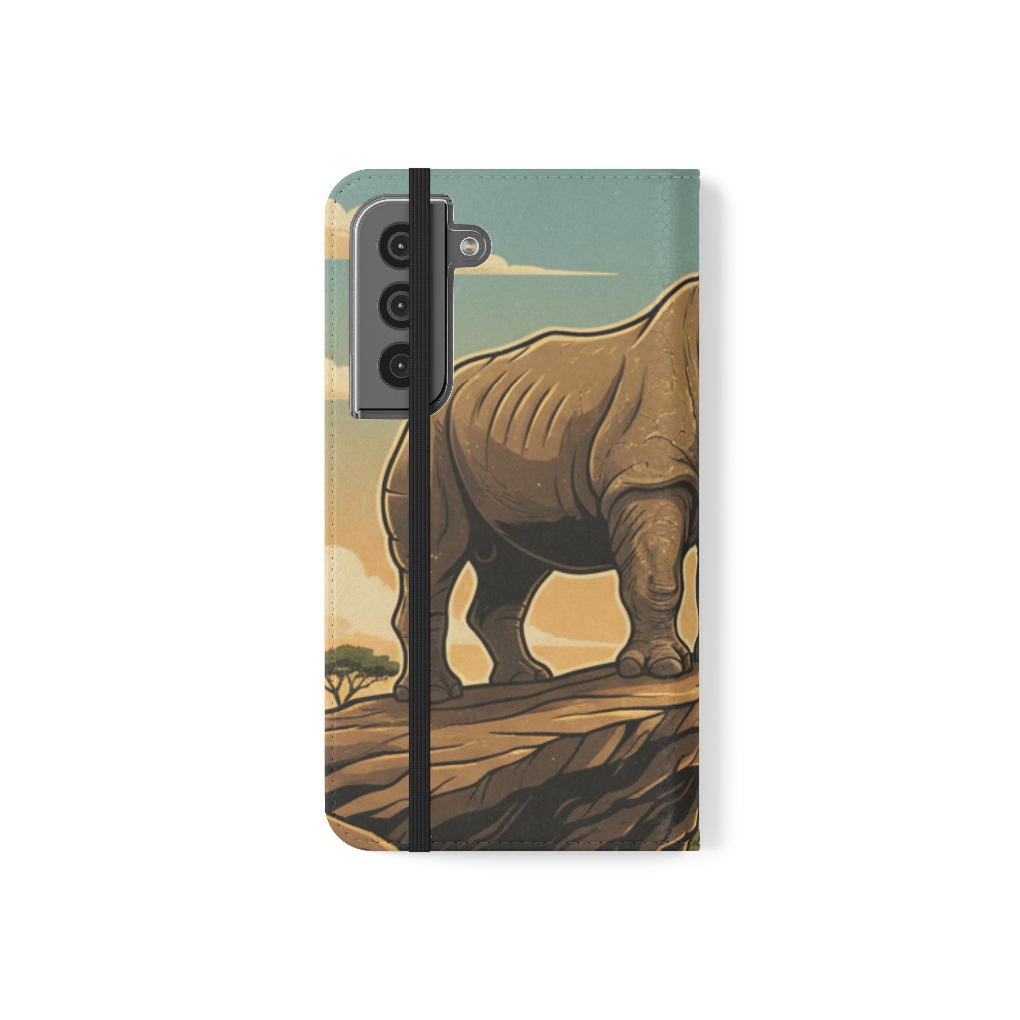 Rhino Sunset Flip Phone Case – Safari Wildlife Wallet Case